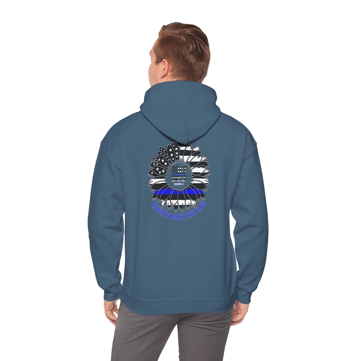 Never Waver Always Back the Blue Hooded Sweatshirt - Unisex Heavy Blend™ - Never Waver