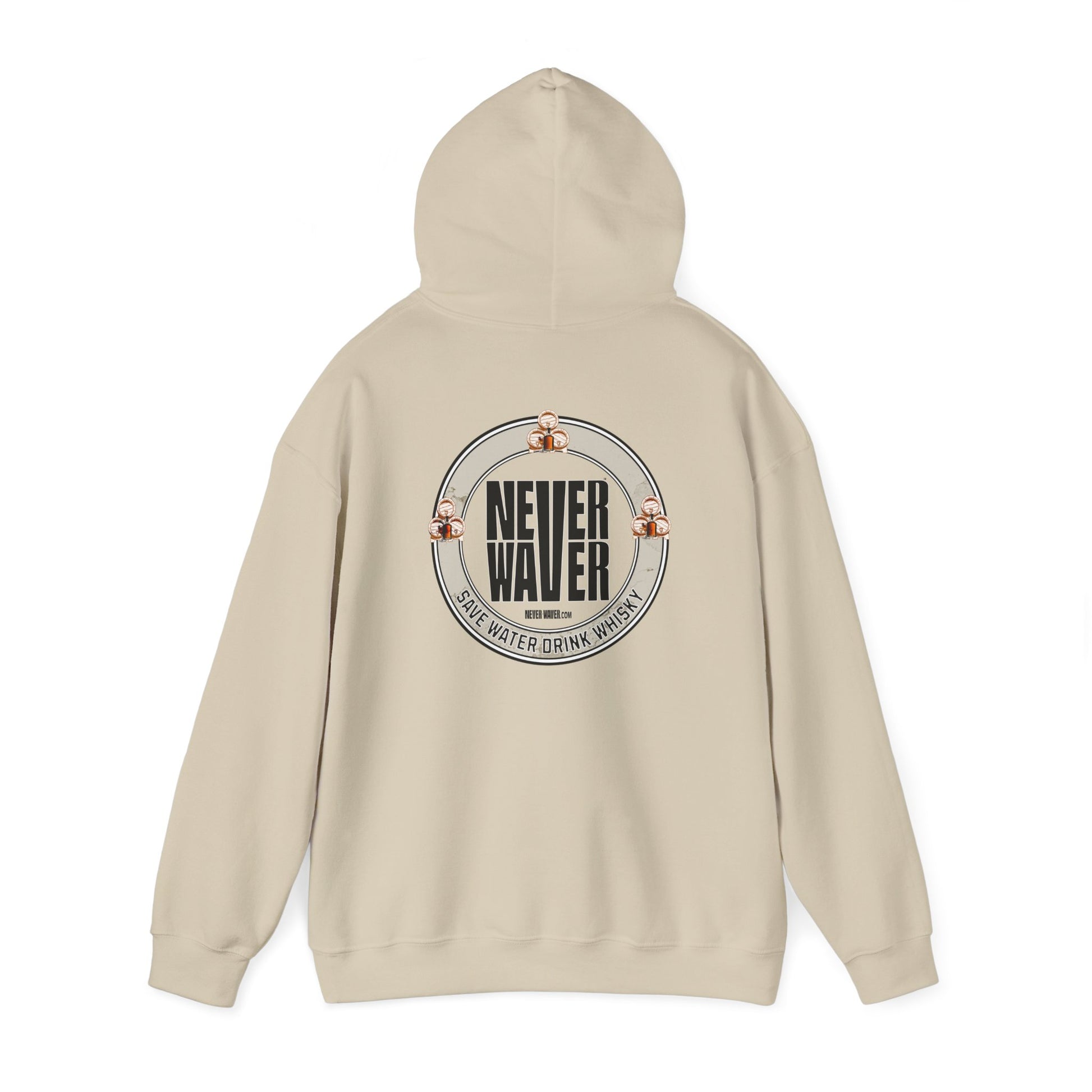 Eco-Friendly Unisex Hoodie: "Never Waver - Save Water, Drink Whiskey" - Never Waver