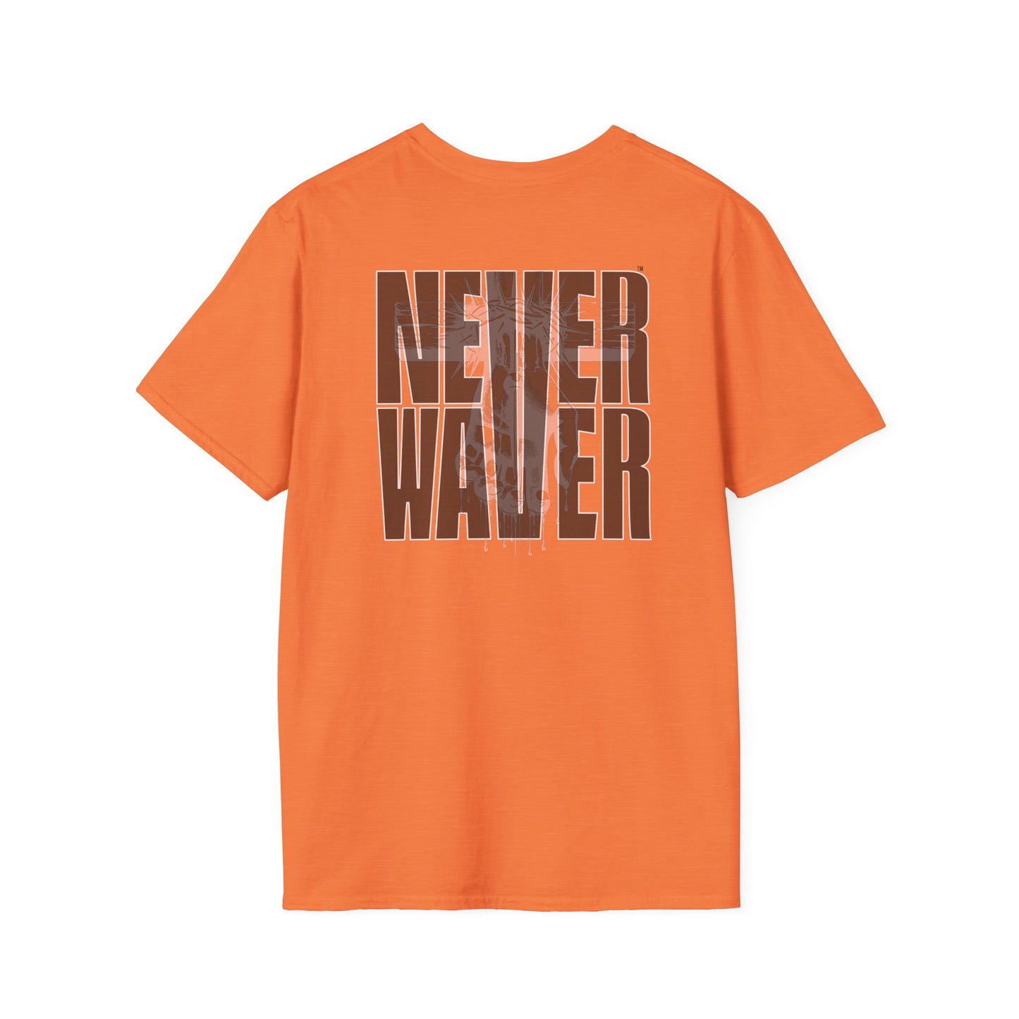 Never Waver” Jesus a bold, eye-catching design that reflects a steadfast faith and confidence in Christ. Unisex Soft style T-Shirt - Never Waver