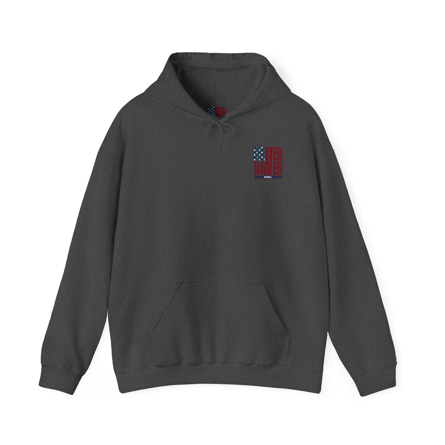 Unisex Heavy Blend™ Hooded Sweatshirt - Never Waver Crew with  American Flag Design - Never Waver