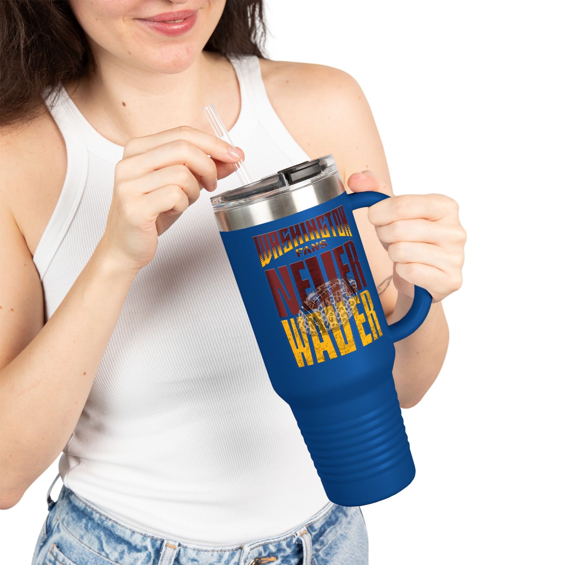 Washington Fans Never Waver W-Leopard Football Insulated Travel Mug, 40oz - Never Waver