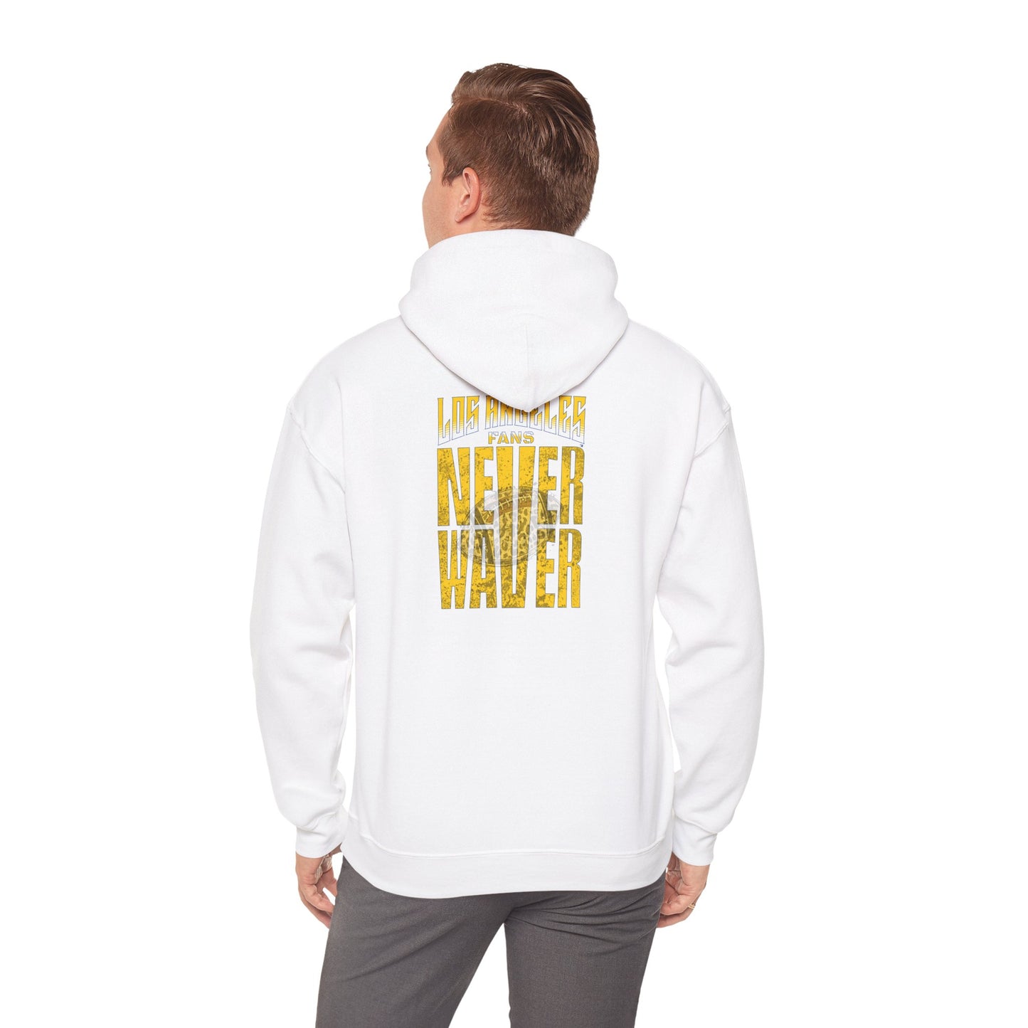 Los Angeles Fans Never Waver w Leopard Football Unisex Heavy Blend™ Hooded Sweatshirt - Cozy, Motivational Apparel for Everyday Wear