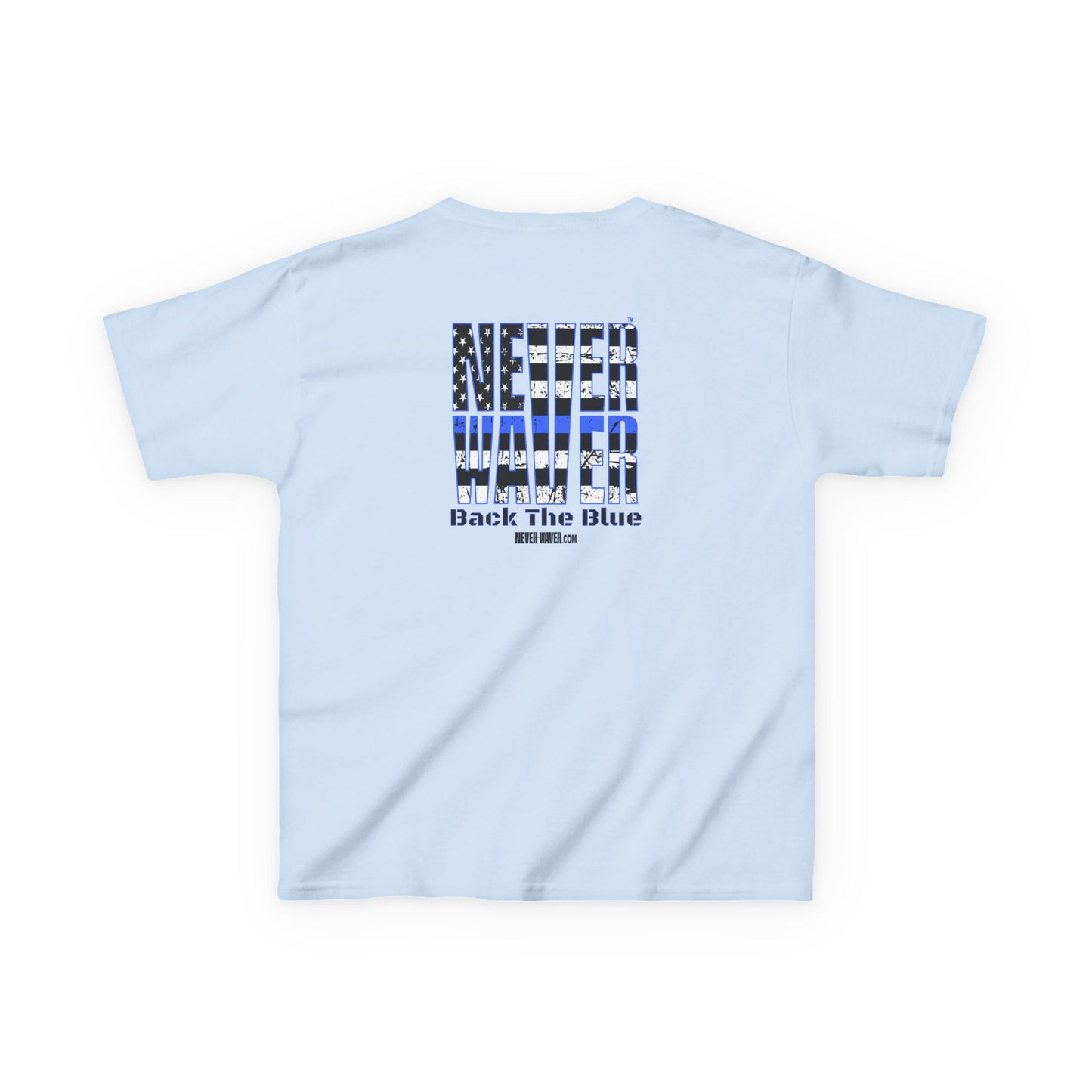 Never Waver Back The Blue  Kids Heavy Cotton™ Tee - Never Waver