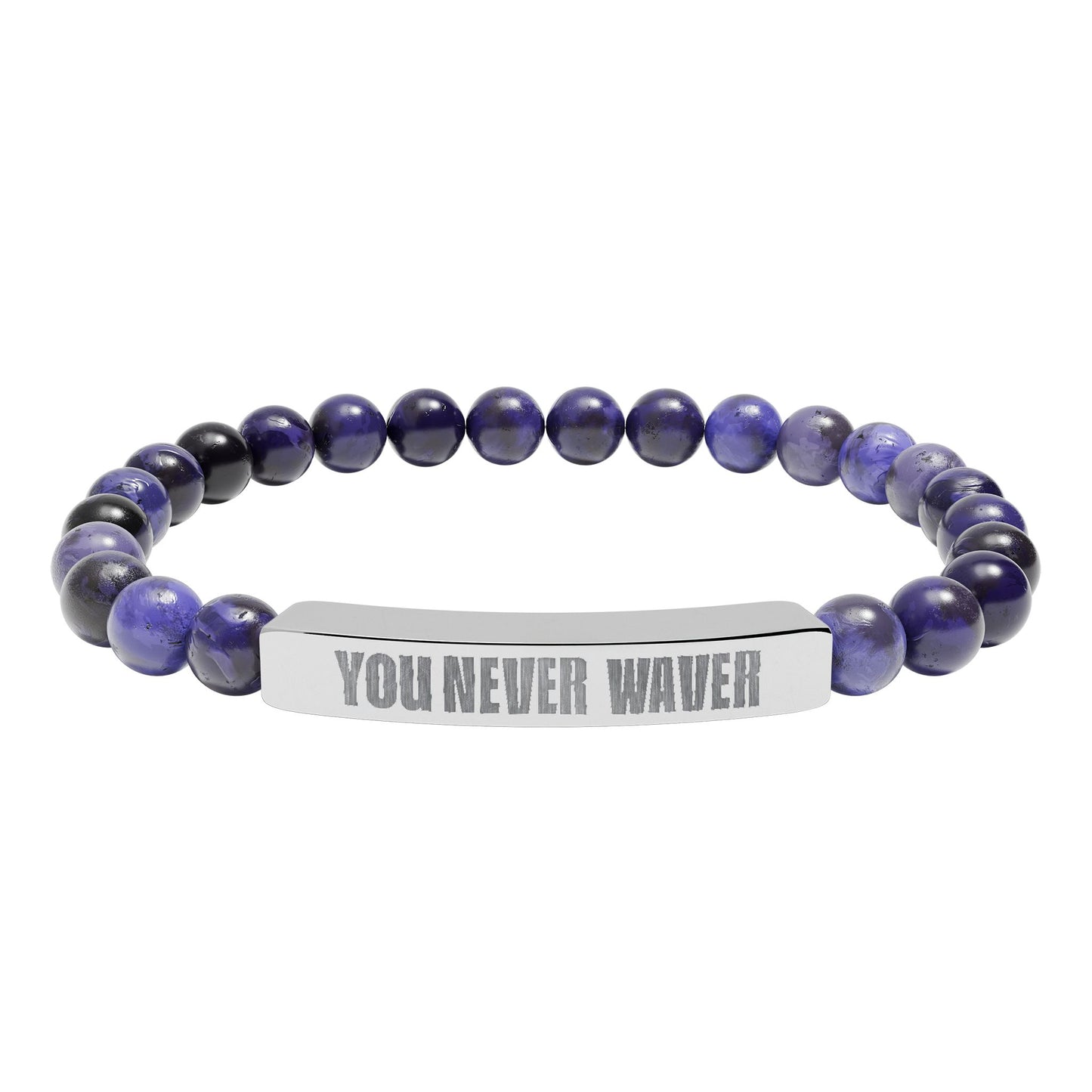 You Never Waver Bracelet Engraved Natural Stone Beaded Bracelet