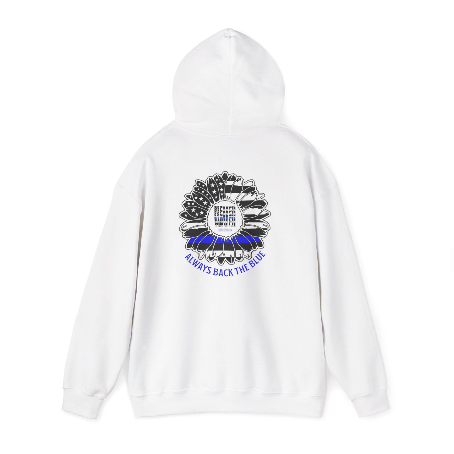 Never Waver Always Back the Blue Hooded Sweatshirt - Unisex Heavy Blend™ - Never Waver