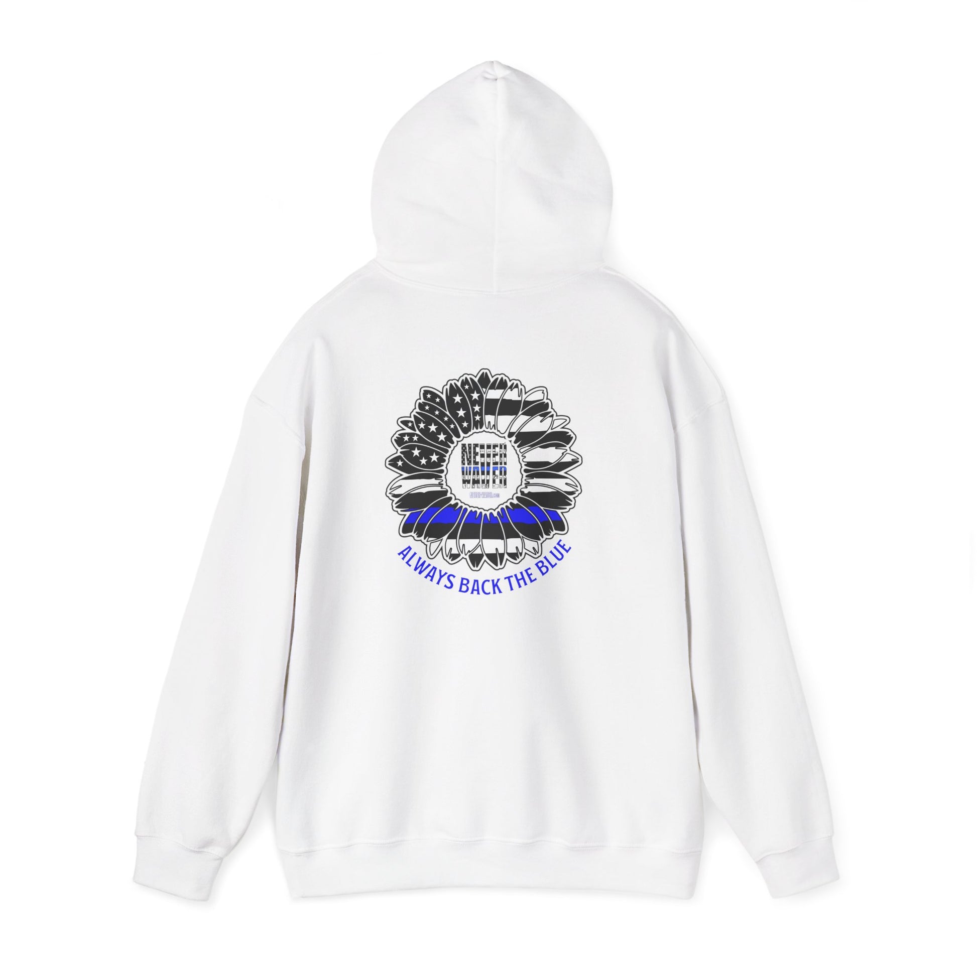 Never Waver Always Back the Blue Hooded Sweatshirt - Unisex Heavy Blend™ - Never Waver