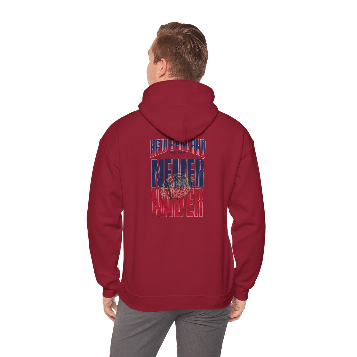 Unisex Heavy Blend™ Hooded Sweatshirt - New England Fans Never Waver w Leopard football - Never Waver