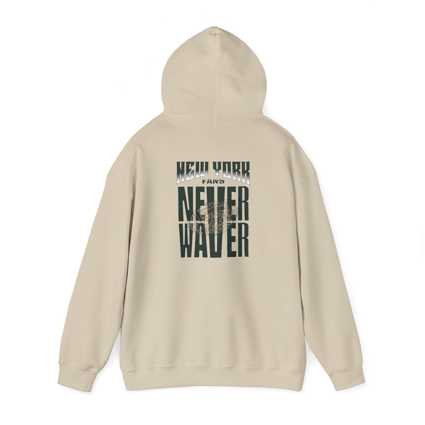 New York Fans Never Waver W Leopard Football Unisex Heavy Blend™ Hooded Sweatshirt - Never Waver