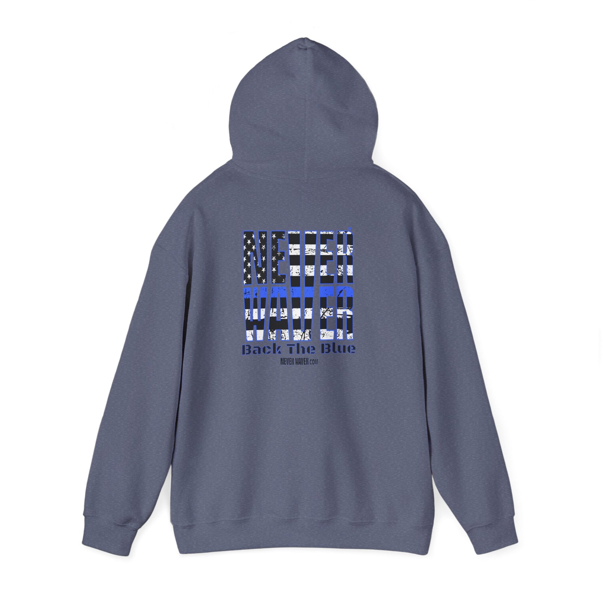 Never Waver Back The Blue Hoodie - Unisex Heavy Blend Sweatshirt - Never Waver