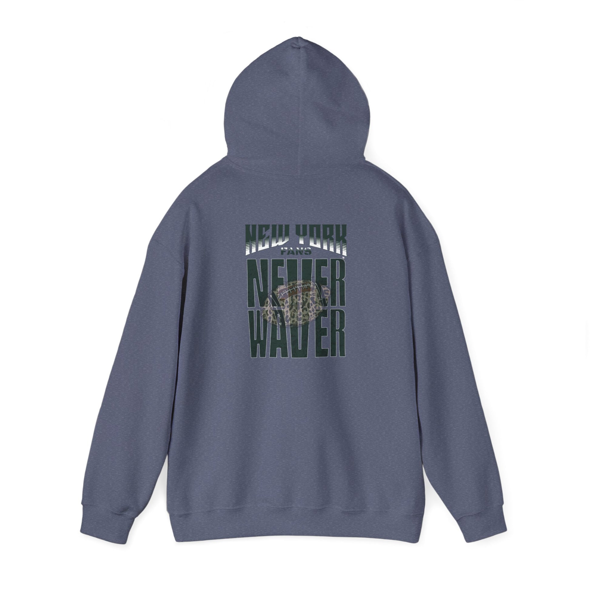 New York Fans Never Waver W Leopard Football Unisex Heavy Blend™ Hooded Sweatshirt - Never Waver