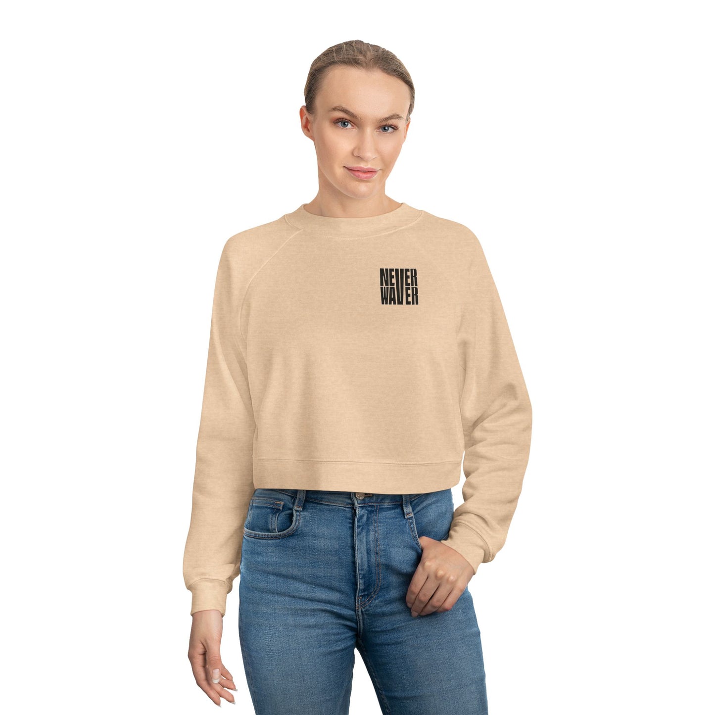 Never Waver Ain't No Hood Like Motherhood Leopard Women's Cropped Fleece Pullover - Never Waver