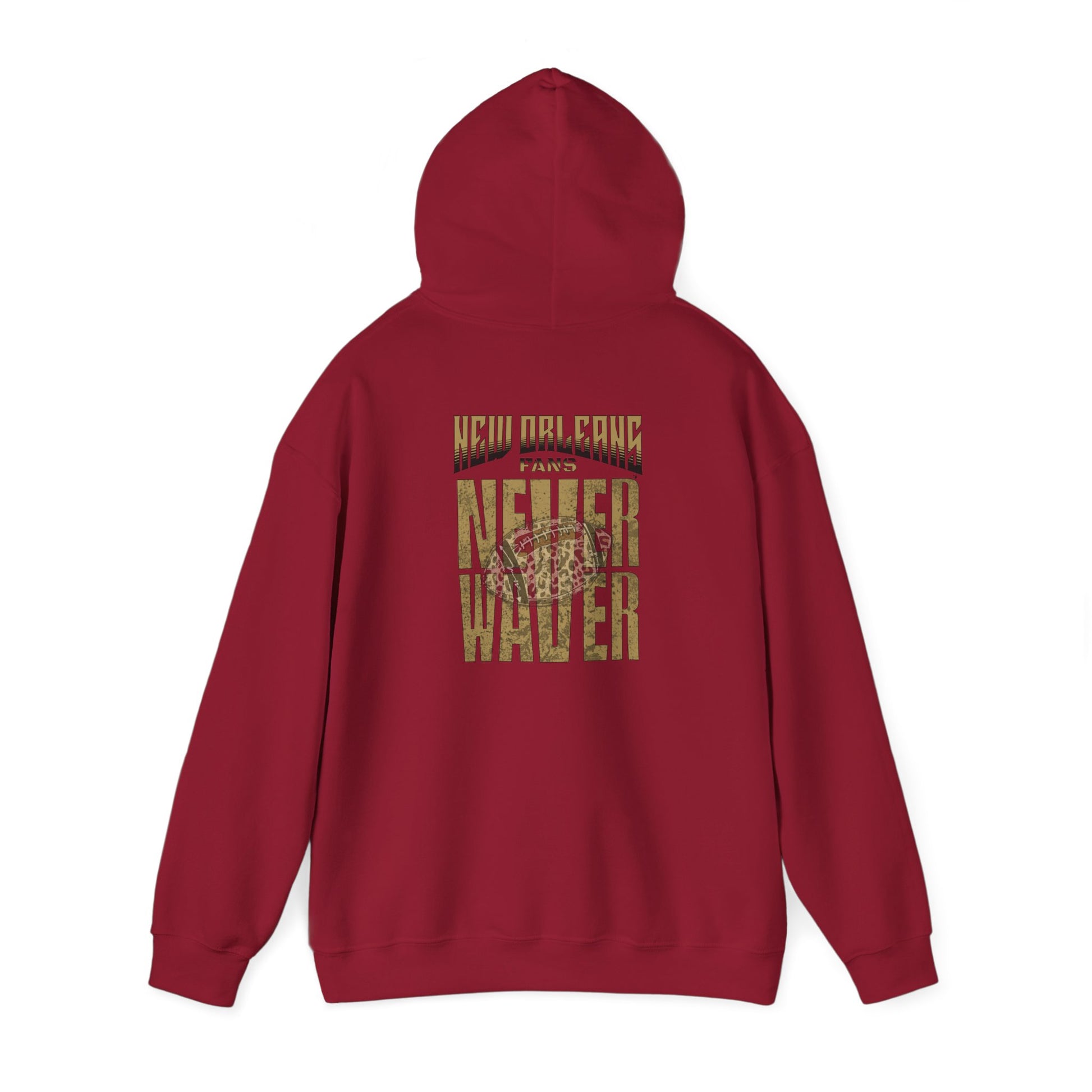 New Orleans Fans Never Waver W Leopard Football Hoodie - Unisex Heavy Blend™ Sweatshirt for Fans - Never Waver