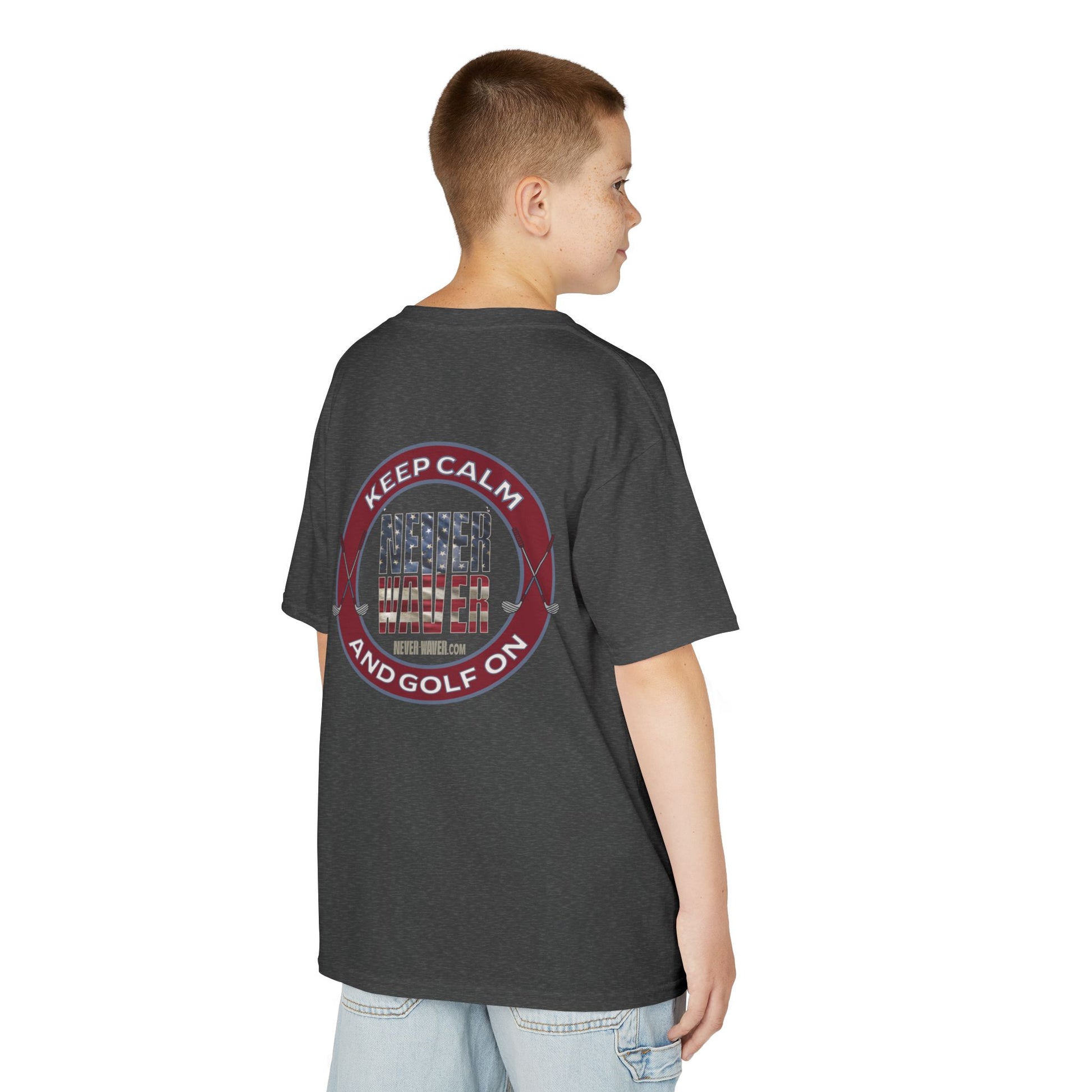 Kids Golf Tee - Keep Calm Never Waver and Golf On - Never Waver