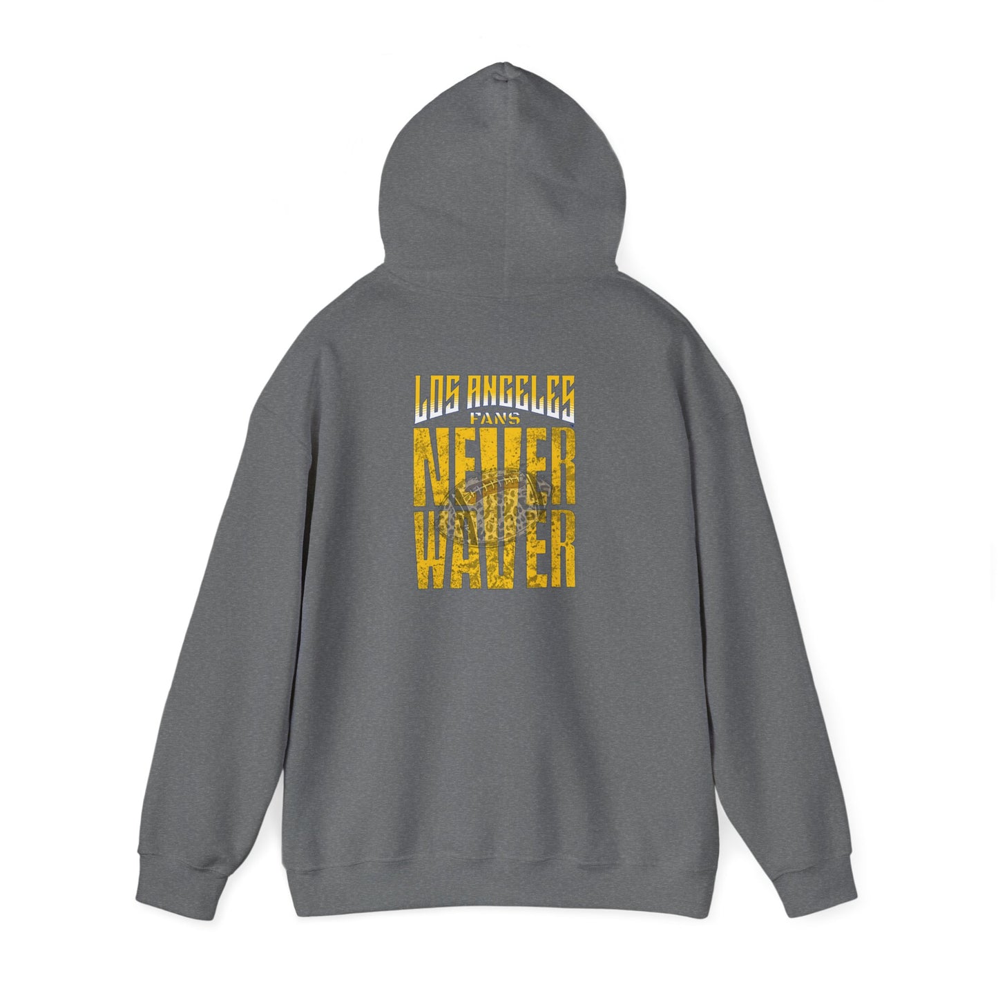 Los Angeles Fans Never Waver w Leopard Football Unisex Heavy Blend™ Hooded Sweatshirt - Cozy, Motivational Apparel for Everyday Wear