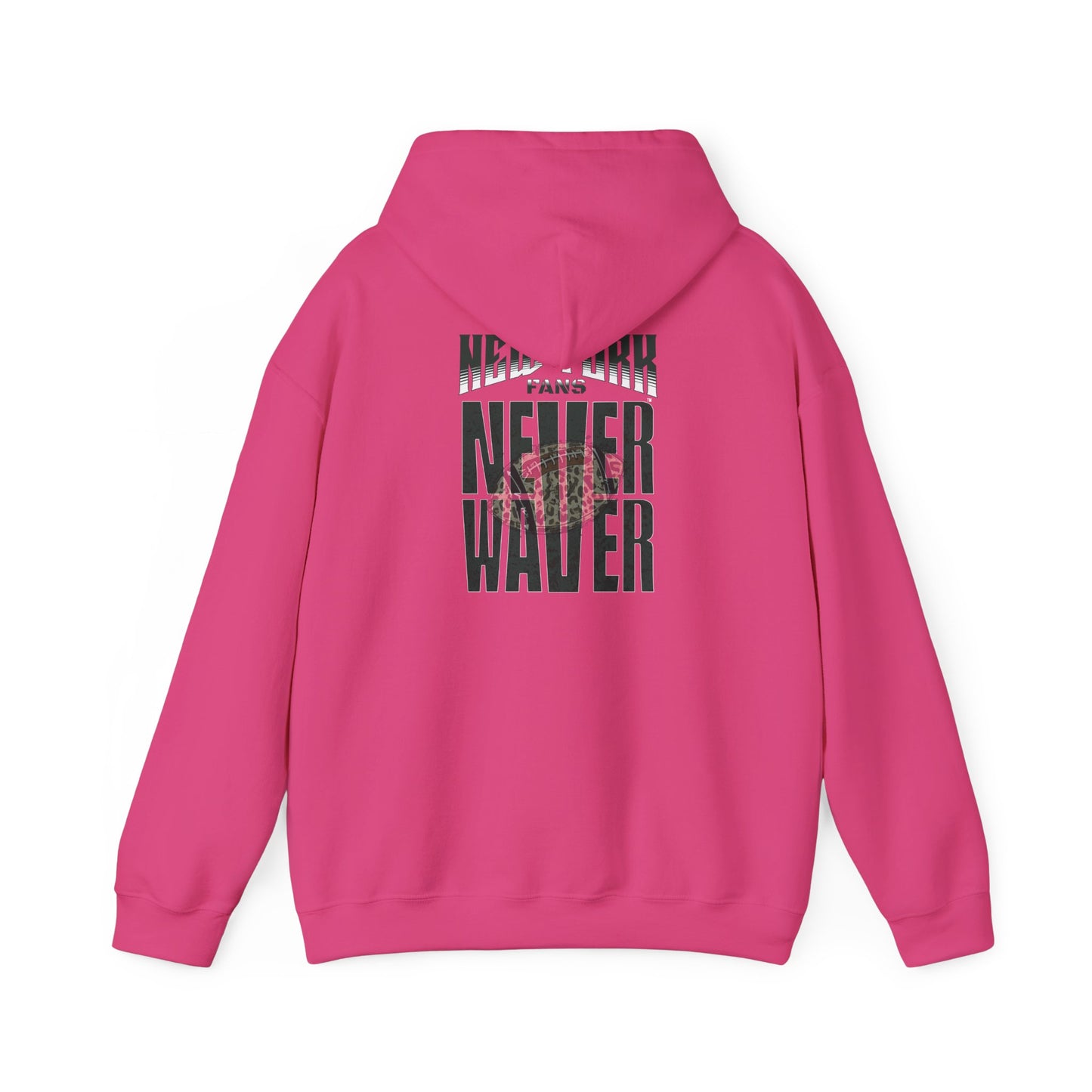 New York Fans Never Waver W Leopard Football Unisex Heavy Blend™ Hooded Sweatshirt - Never Waver