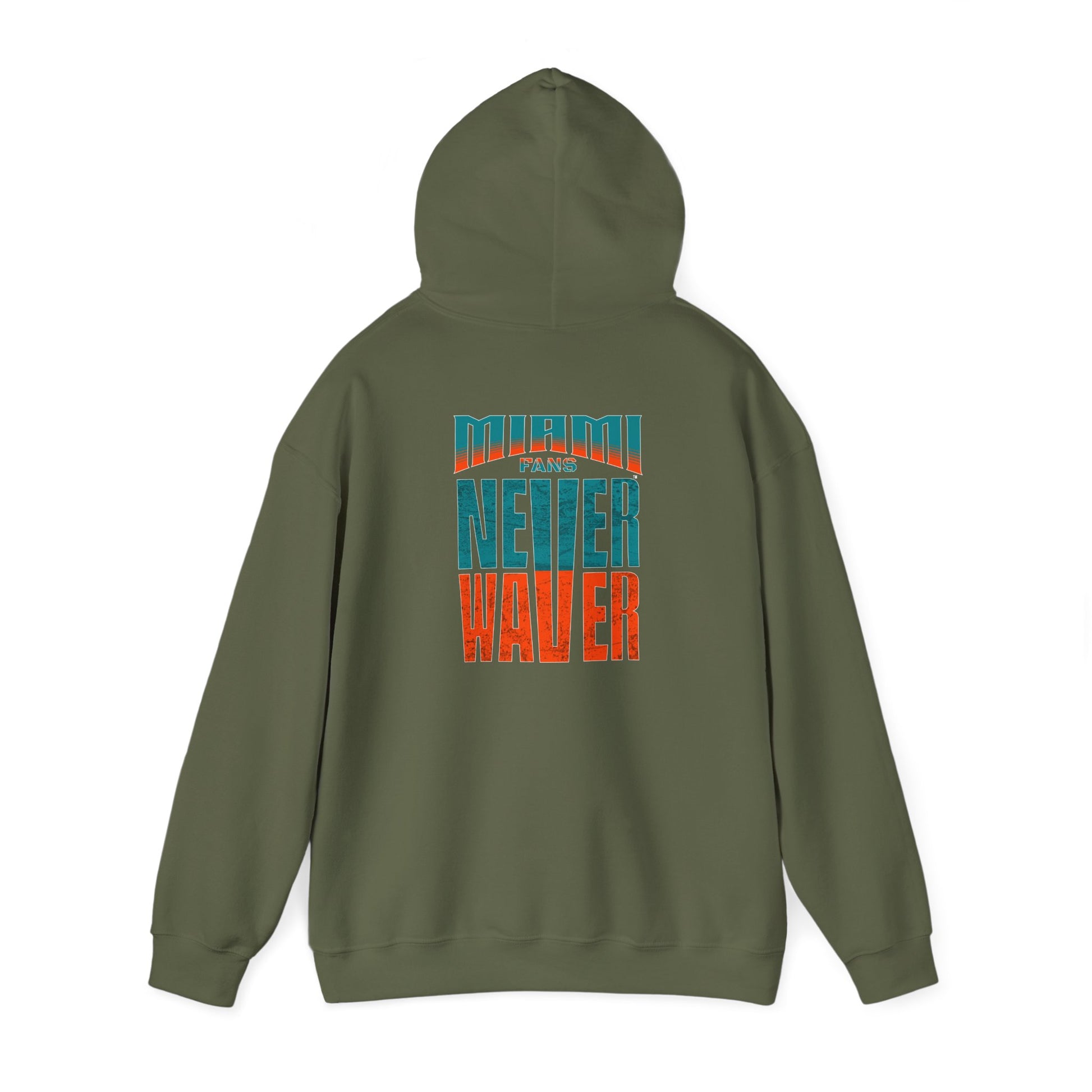 Unisex Heavy Blend™ Hooded Sweatshirt - "Miami Fans Never Waver" Inspirational Hoodie - Never Waver