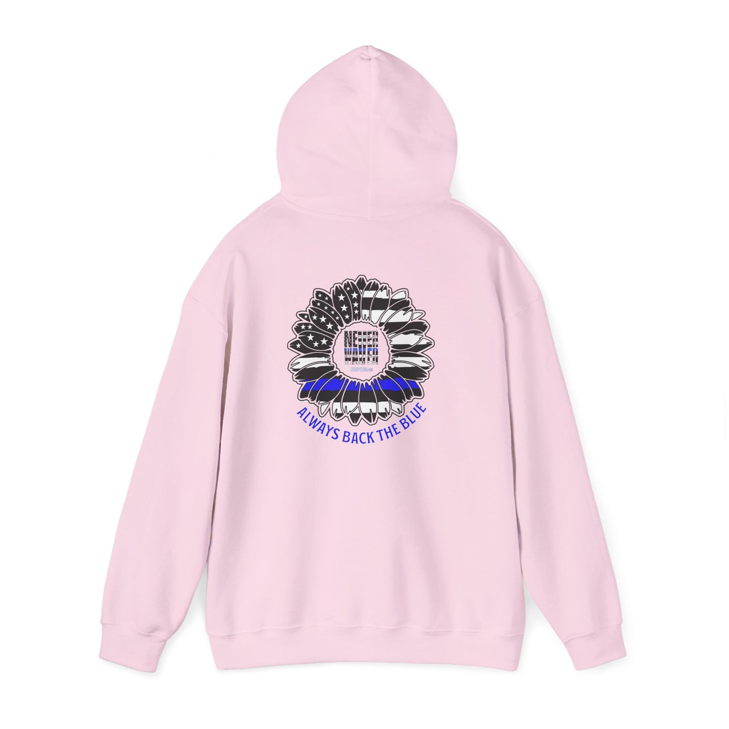 Never Waver Always Back the Blue Hooded Sweatshirt - Unisex Heavy Blend™ - Never Waver