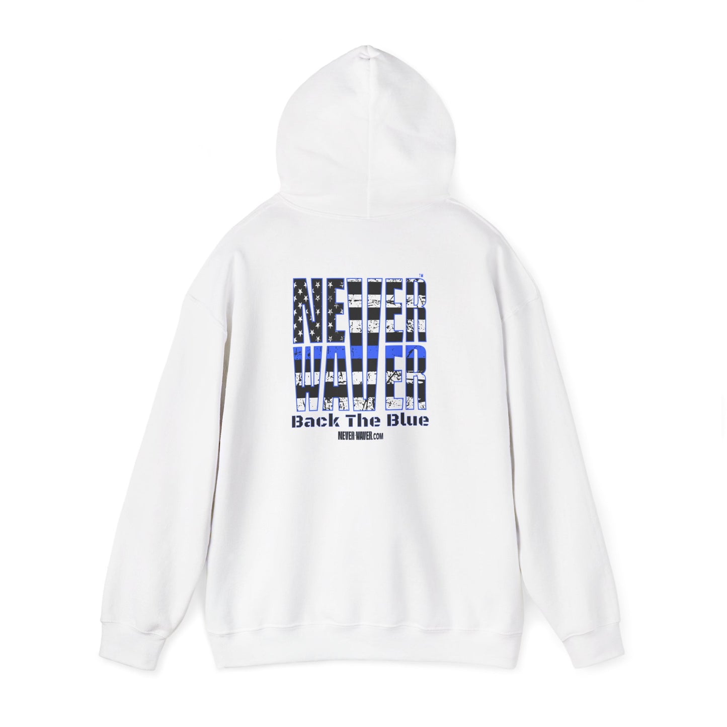 Never Waver Back The Blue Hoodie - Unisex Heavy Blend Sweatshirt - Never Waver