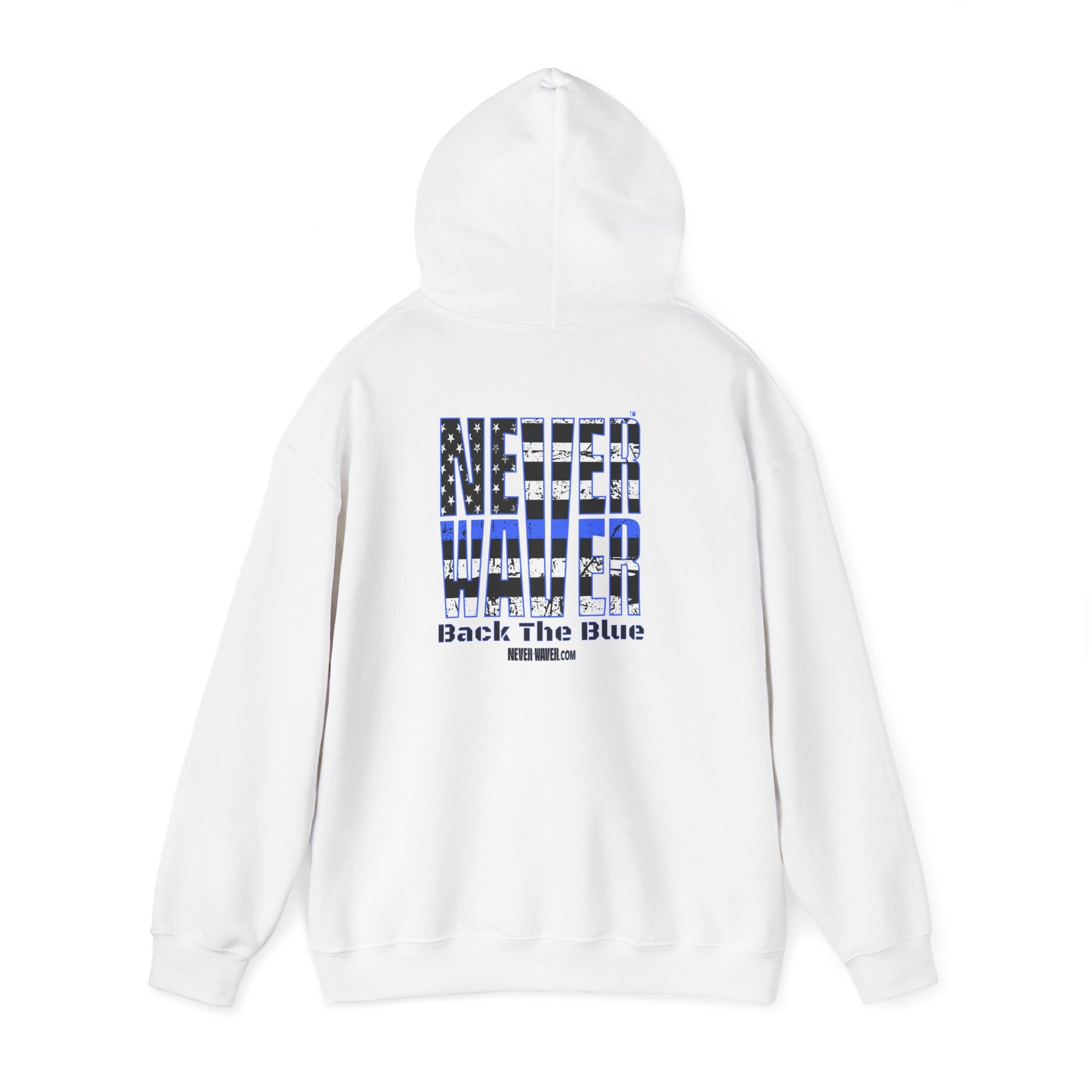 Never Waver Back The Blue Hoodie - Unisex Heavy Blend Sweatshirt - Never Waver