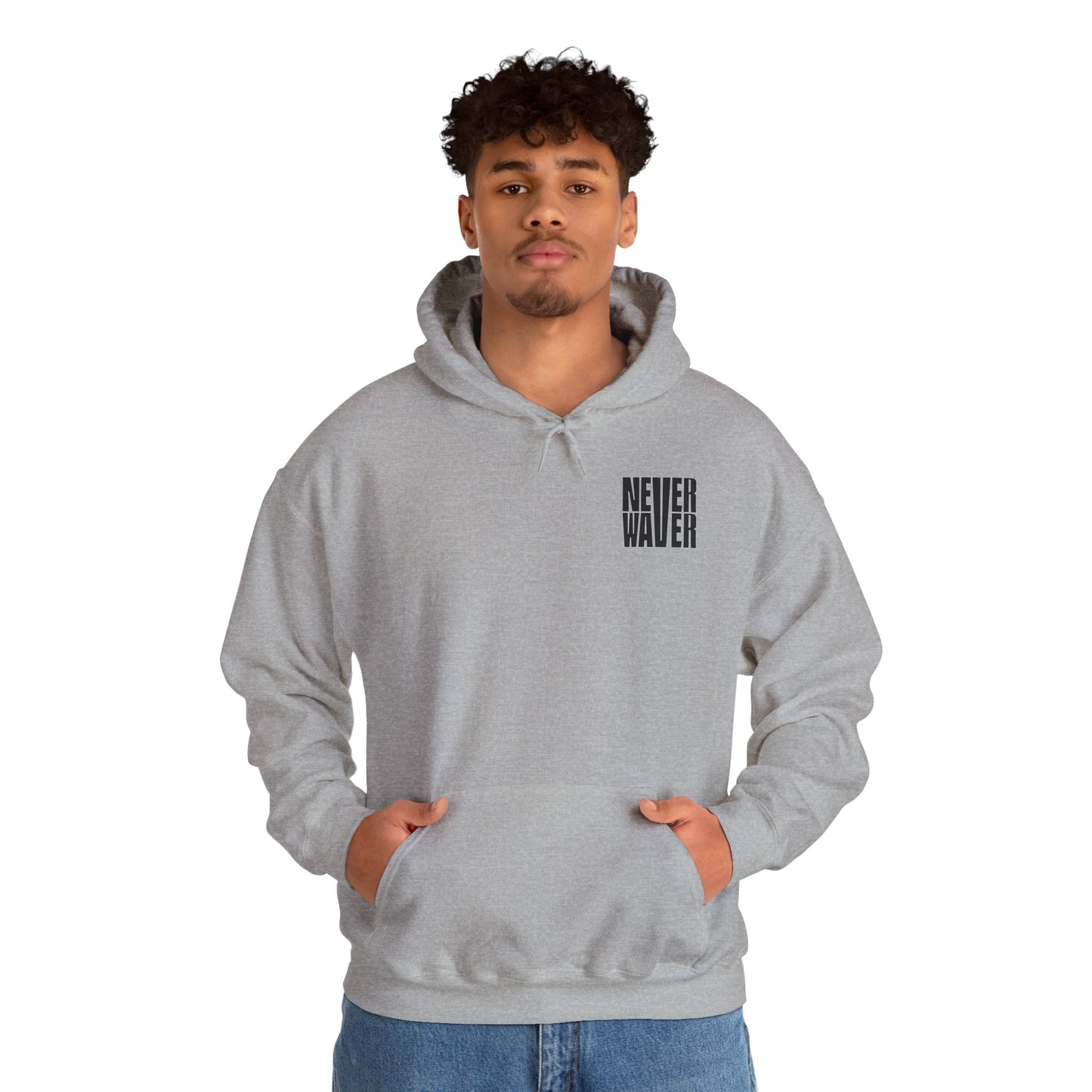 Never Waver” Jesus t-shirt might eye-catching design that reflects a steadfast faith and confidence in Christ.  Hoodie - Unisex Heavy Blend™ Sweatshirt - Never Waver