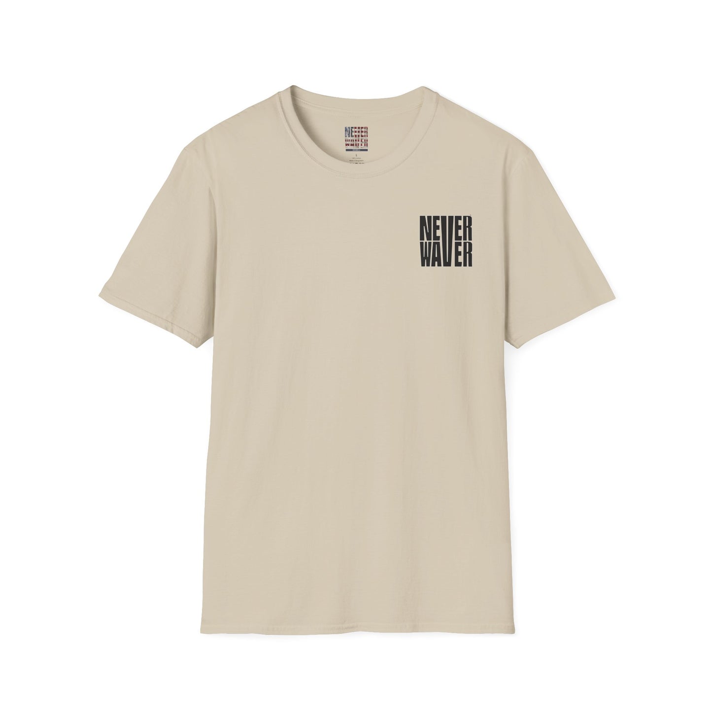 Never Waver” Jesus a bold, eye-catching design that reflects a steadfast faith and confidence in Christ. Unisex Soft style T-Shirt - Never Waver