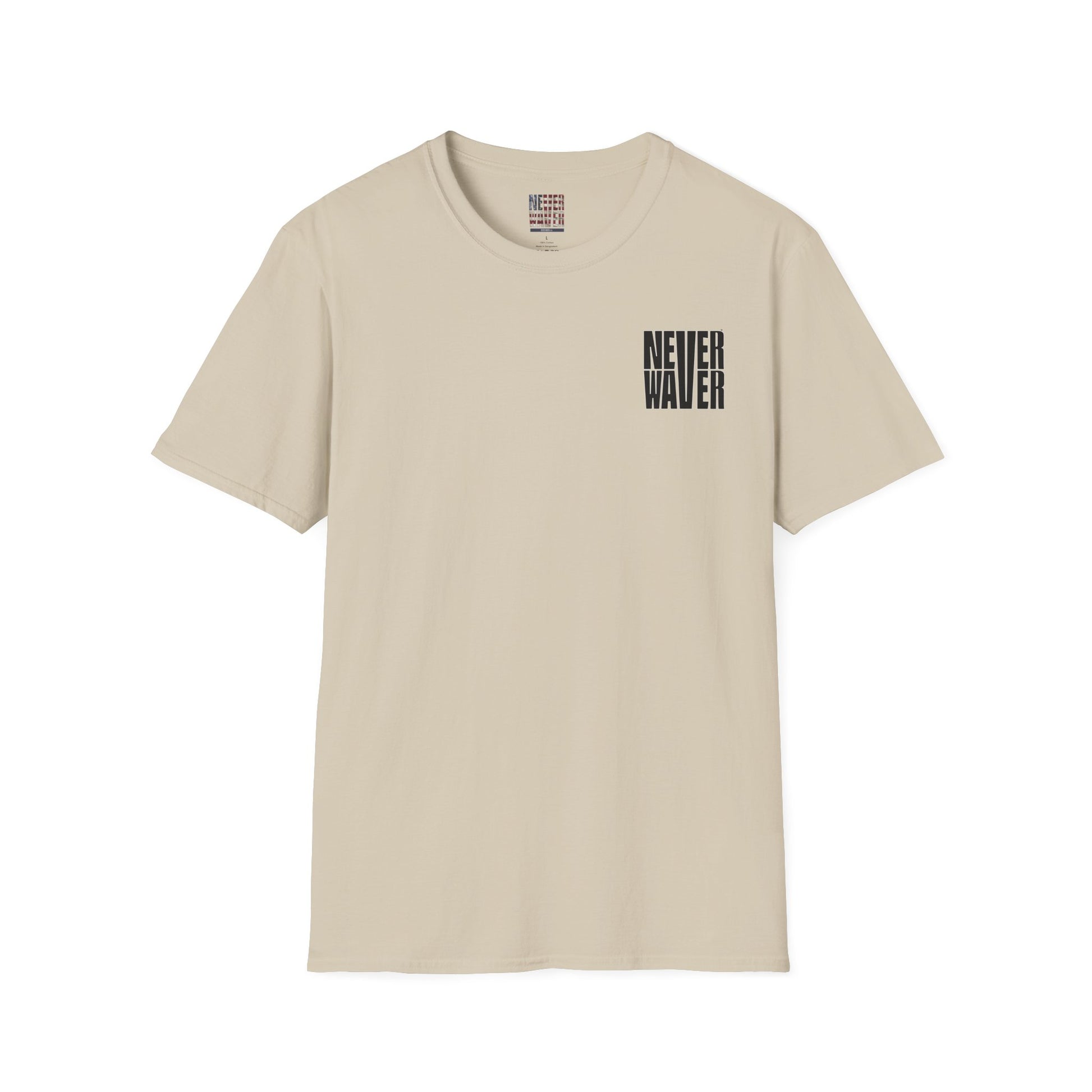 Never Waver” Jesus a bold, eye-catching design that reflects a steadfast faith and confidence in Christ. Unisex Soft style T-Shirt - Never Waver