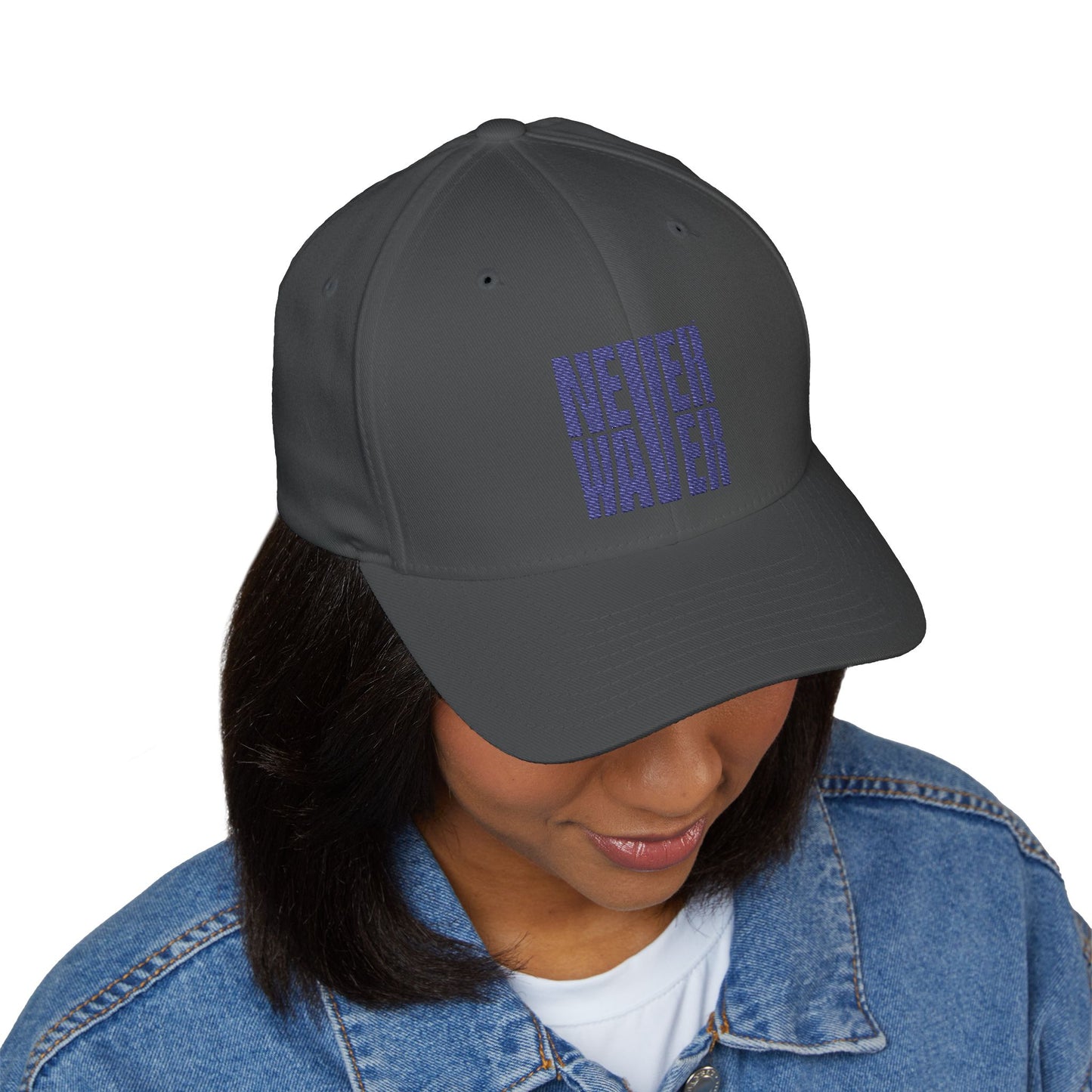 Never Waver Embroidered Cap - Motivational Closed-Back Hat