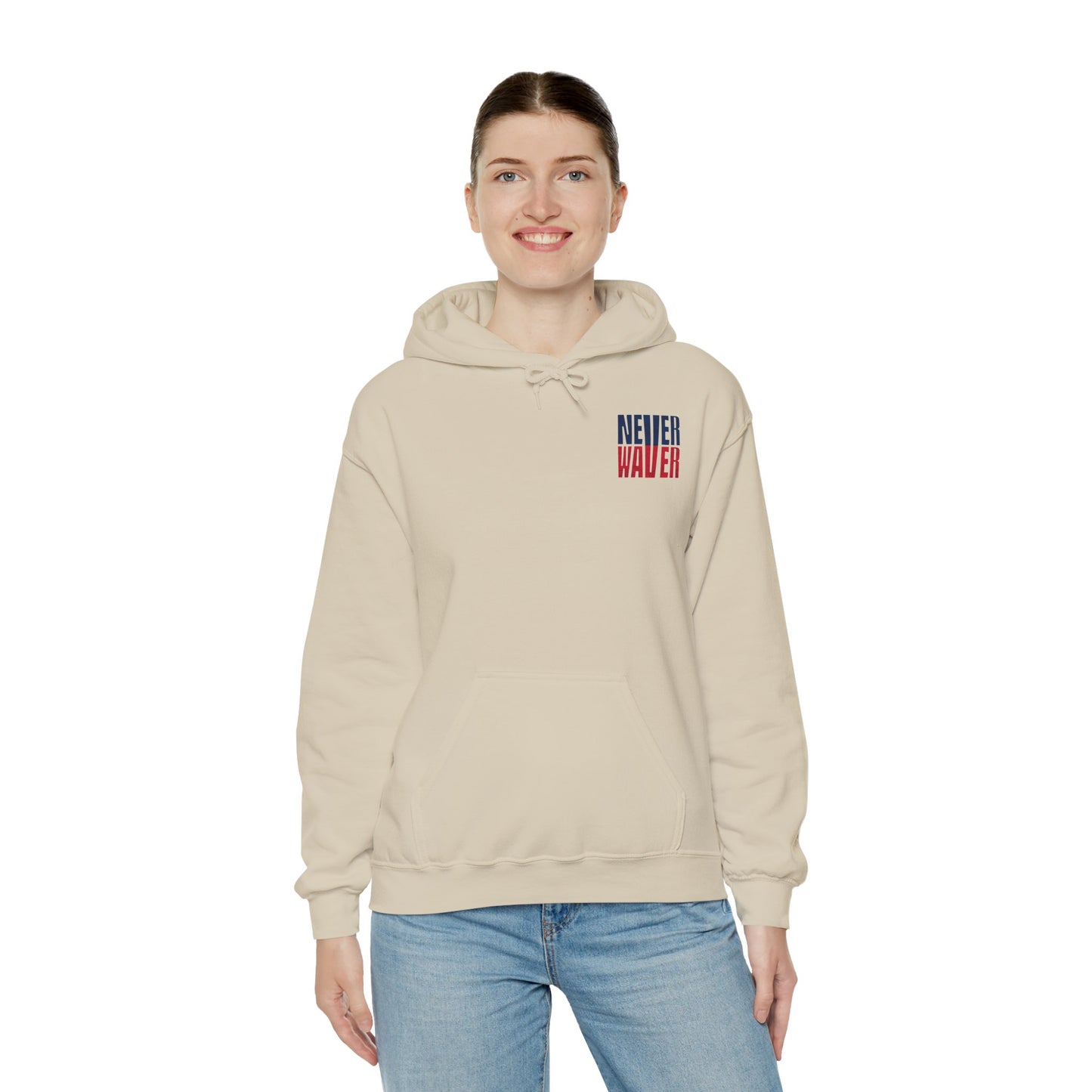 Unisex Heavy Blend™ Hooded Sweatshirt - New England Fans Never Waver w Leopard football - Never Waver
