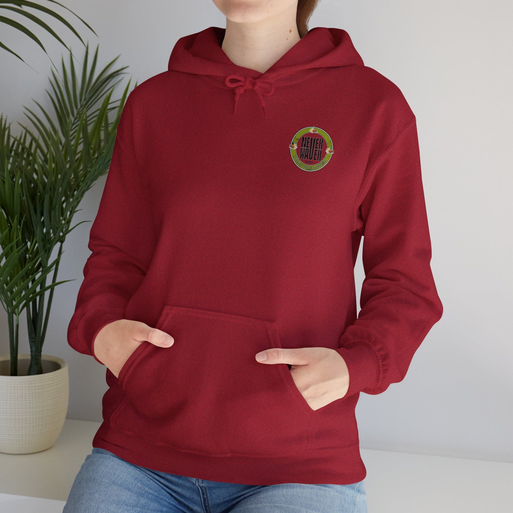 Eco-Friendly Unisex Hoodie: "Never Waver Tequila, Tacos, And Friends" - Never Waver