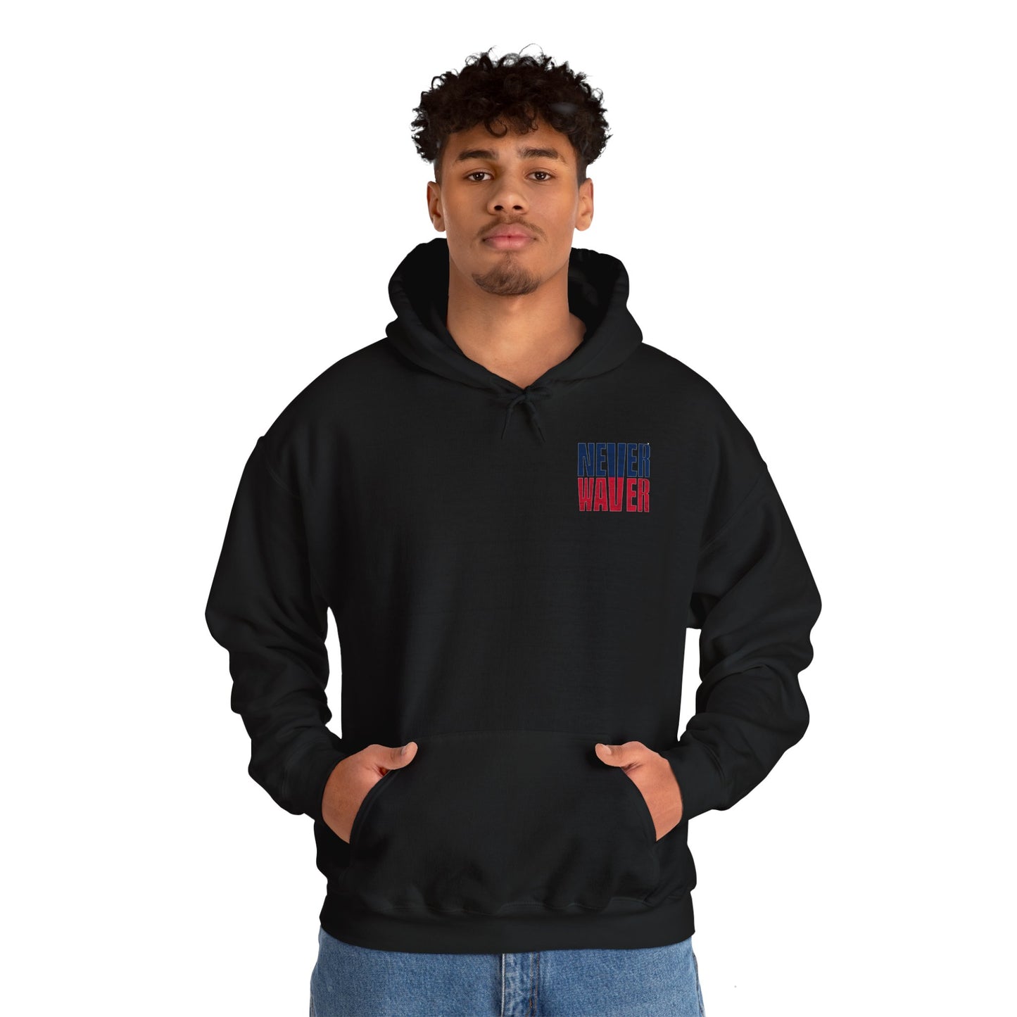 Unisex Heavy Blend™ Hooded Sweatshirt - New England Fans Never Waver w Leopard football - Never Waver