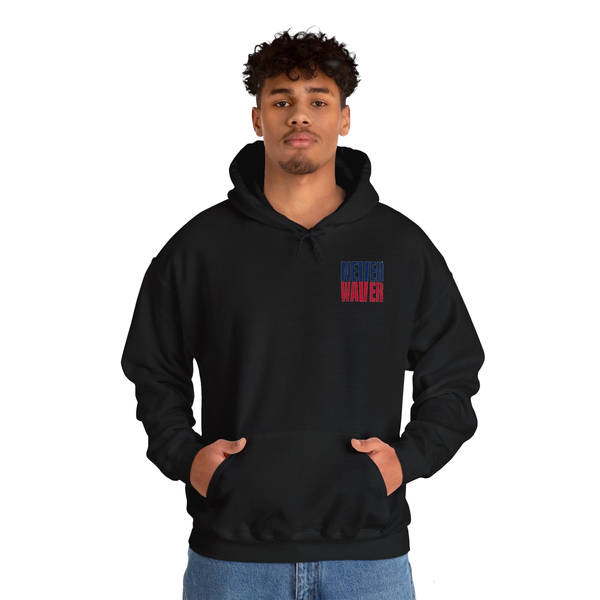 Unisex Heavy Blend™ Hooded Sweatshirt - New England Fans Never Waver w Leopard football - Never Waver