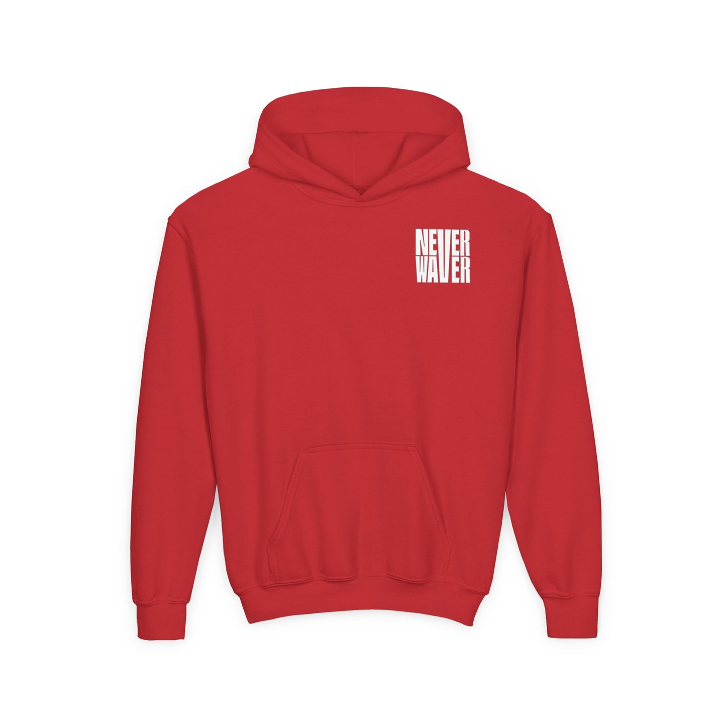 Youth Jesus Hoodie - "Never Waver” Jesus bold, eye-catching design that reflects a steadfast faith and confidence in Christ. " Sweatshirt for Young Jesus Lovers - Never Waver