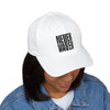 Never Waver Embroidered Cap - Structured White Baseball Hat for Motivation and Style