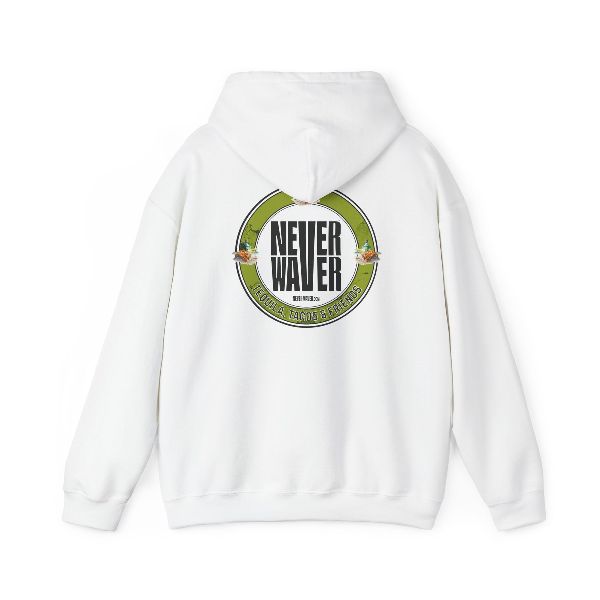 Eco-Friendly Unisex Hoodie: "Never Waver Tequila, Tacos, And Friends" - Never Waver