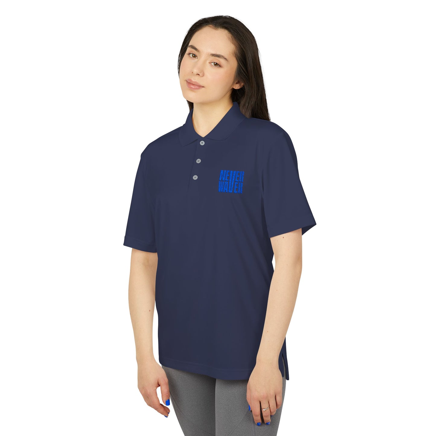 Performance Polo Shirt - "NEVER WAVER" Design