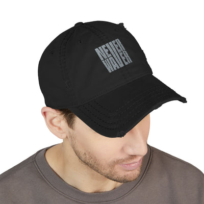 Distressed Dad Hat with 'Never Waver' Embroidery - Casual Style for Everyday Adventures