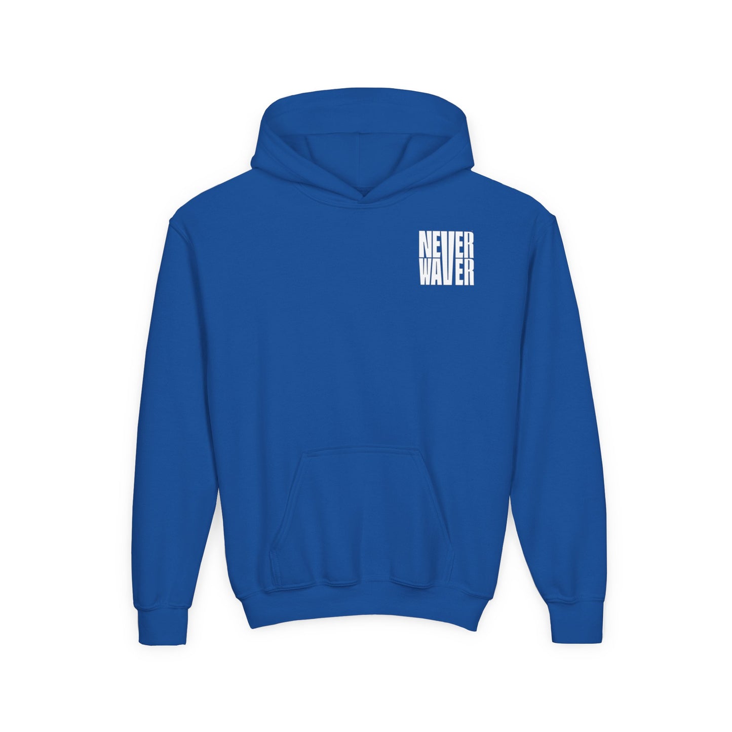 Youth Jesus Hoodie - "Never Waver” Jesus bold, eye-catching design that reflects a steadfast faith and confidence in Christ. " Sweatshirt for Young Jesus Lovers - Never Waver