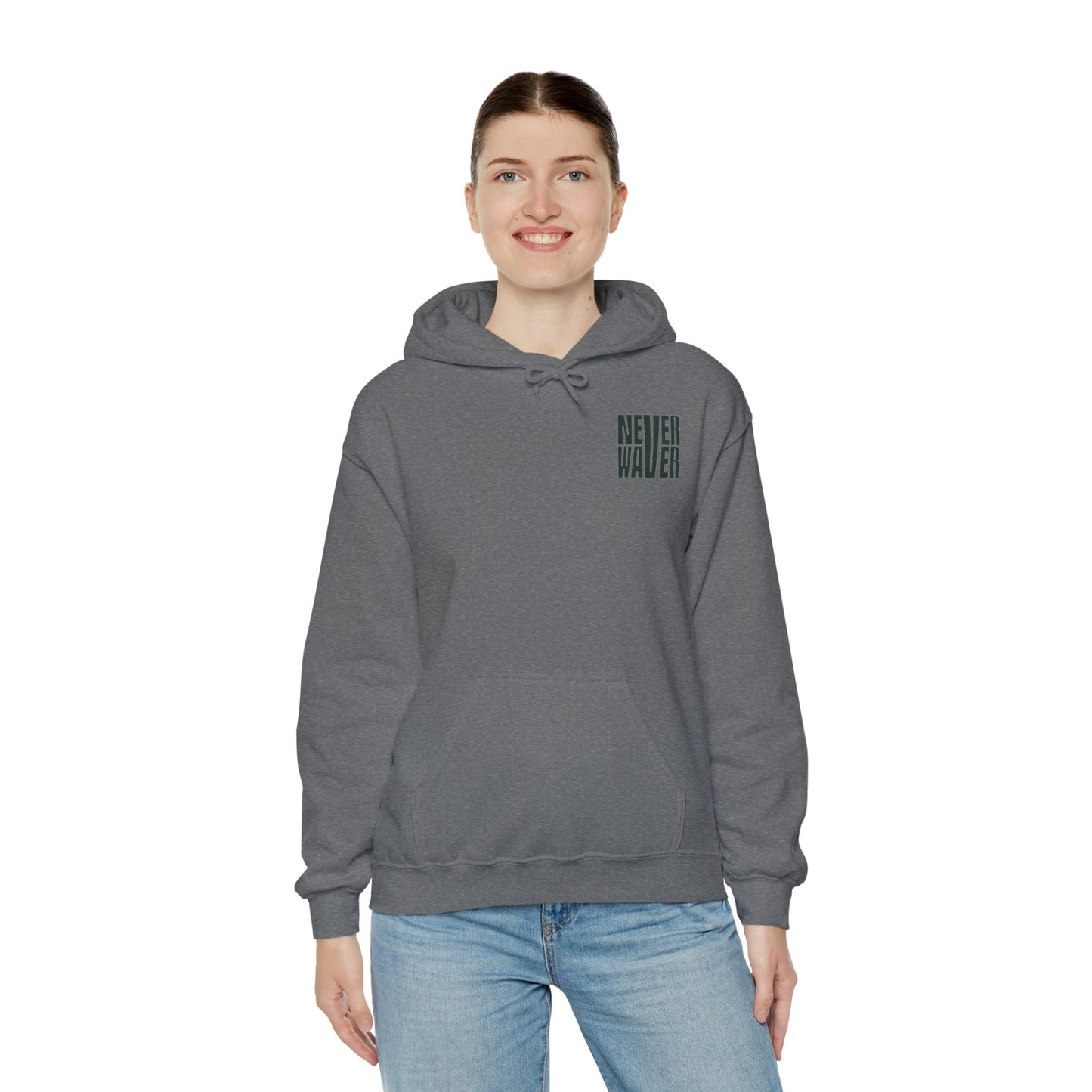 New York Fans Never Waver W Leopard Football Unisex Heavy Blend™ Hooded Sweatshirt - Never Waver
