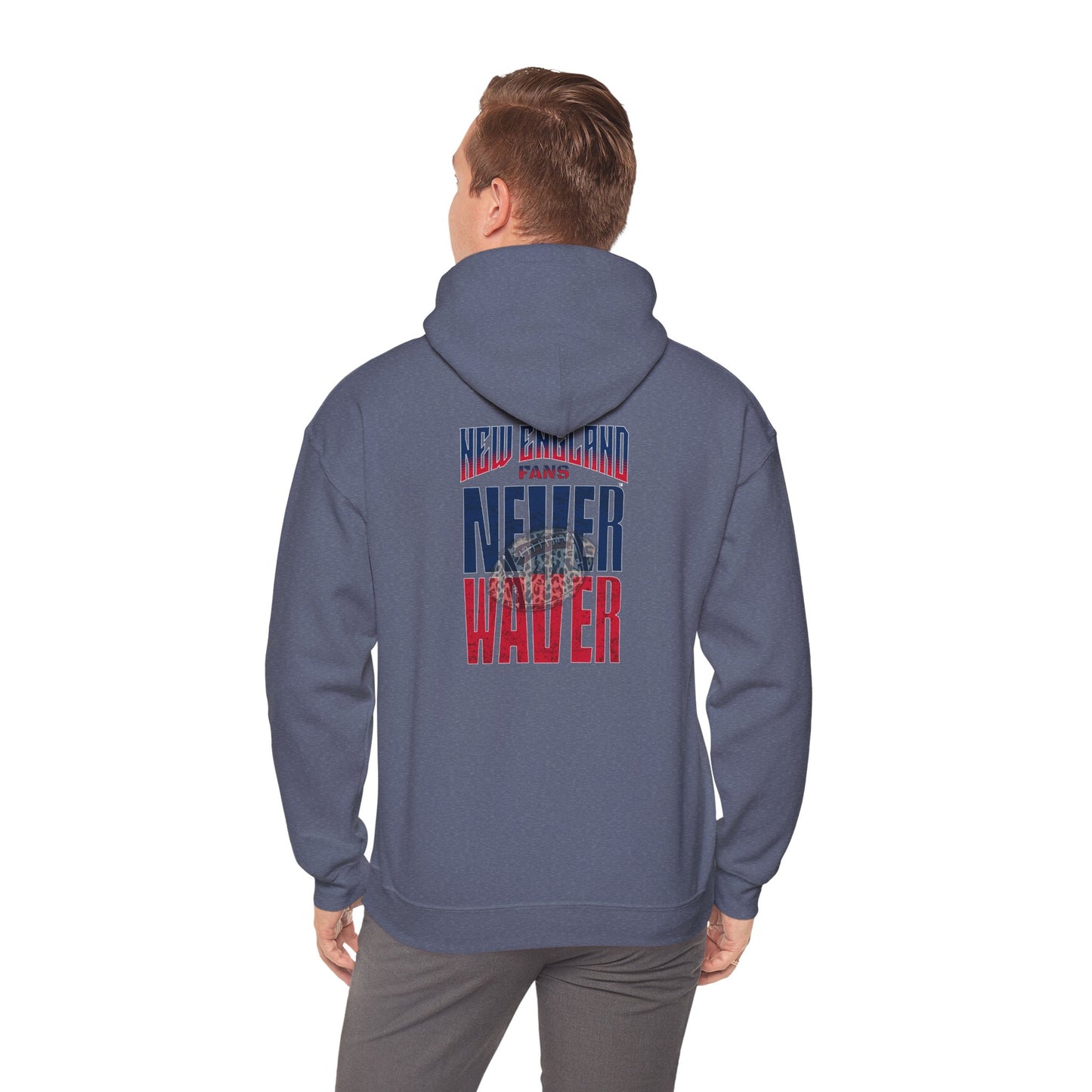 Unisex Heavy Blend™ Hooded Sweatshirt - New England Fans Never Waver w Leopard football - Never Waver