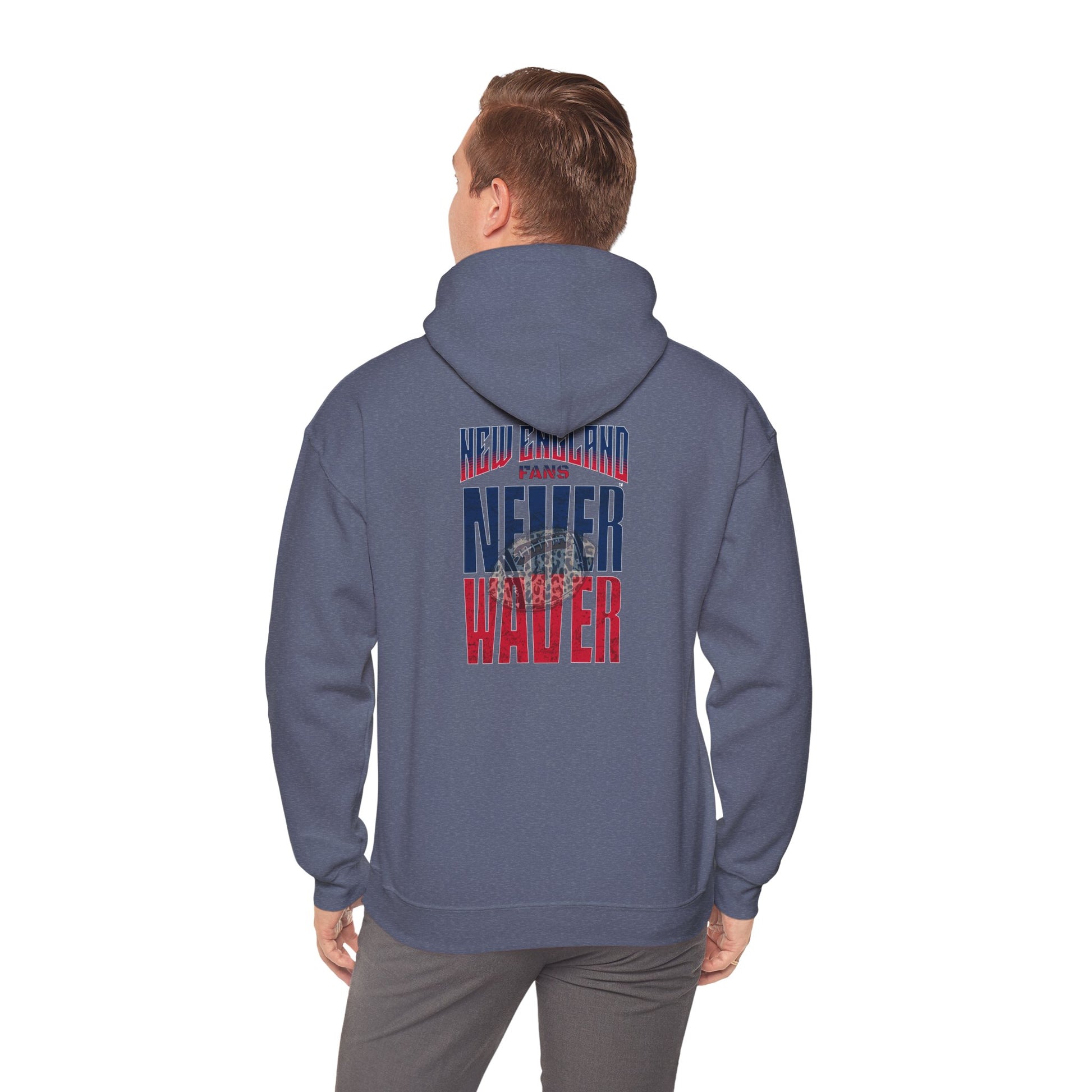 Unisex Heavy Blend™ Hooded Sweatshirt - New England Fans Never Waver w Leopard football - Never Waver