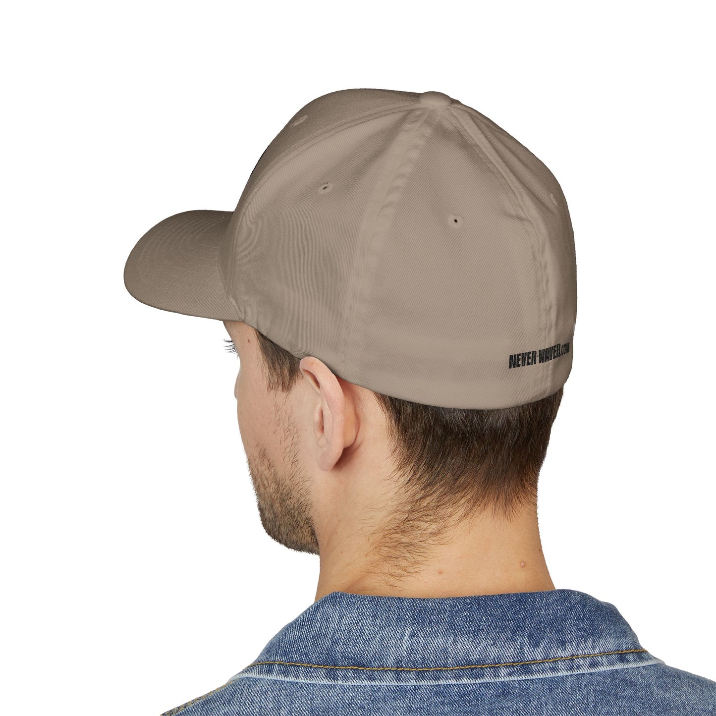 Never Waver Embroidered Cap - Structured White Baseball Hat for Motivation and Style