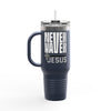 Insulated Travel Mug - "Never Waver” Jesus a bold, eye-catching design that reflects a steadfast faith and confidence in Christ. " - 40oz Sporty Drinkware - Never Waver