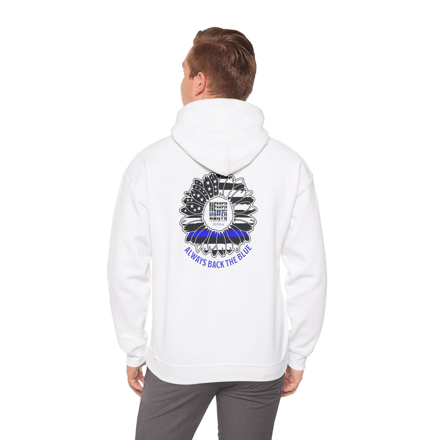 Never Waver Always Back the Blue Hooded Sweatshirt - Unisex Heavy Blend™ - Never Waver