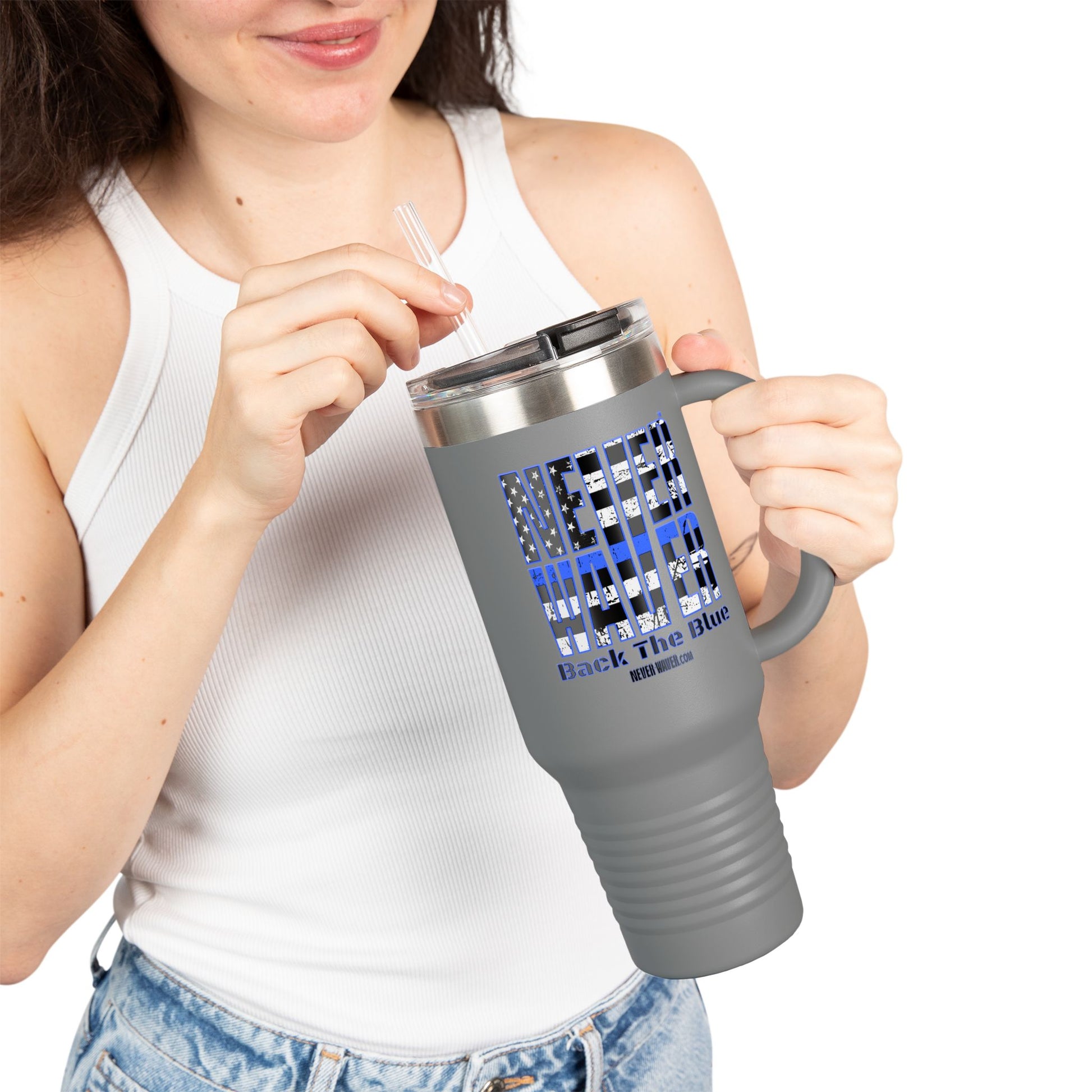 Blue Back The Blue Insulated Travel Mug Support - Never Waver