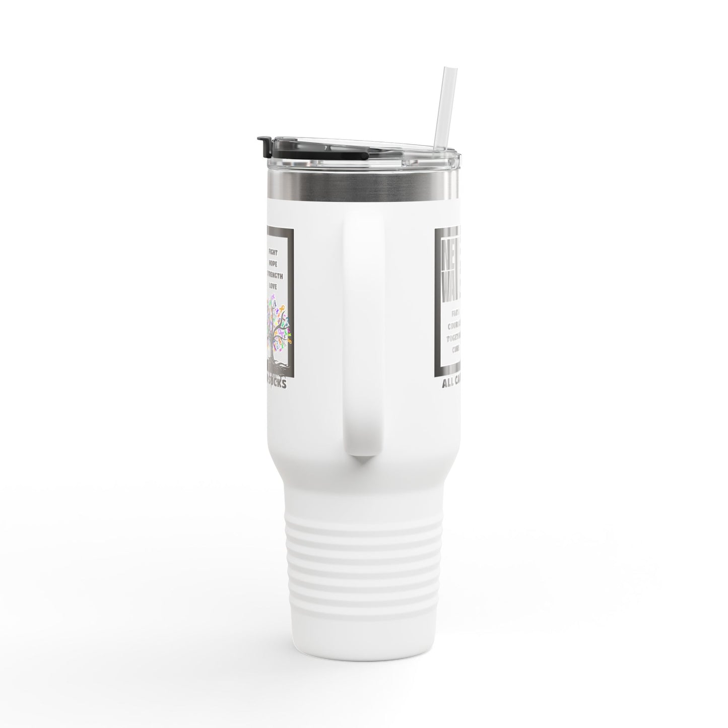 Insulated Travel Mug - Never Waver Tree of Cancer Ribbons, 40oz - Never Waver