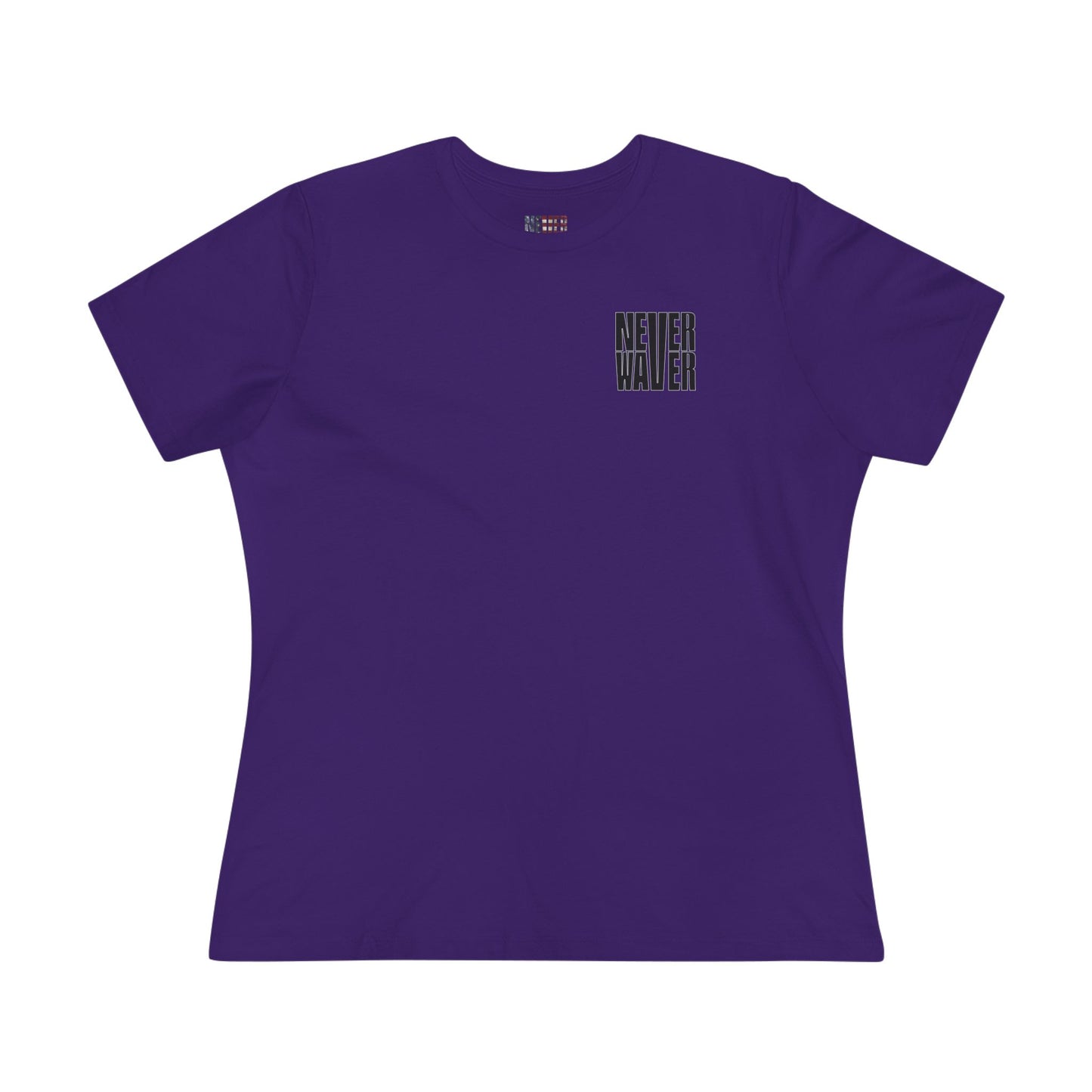 Never Waver” Jesus t-shirt might feature a bold, eye-catching design that reflects a steadfast faith and confidence in Christ.  Women's Cotton Tee - Never Waver