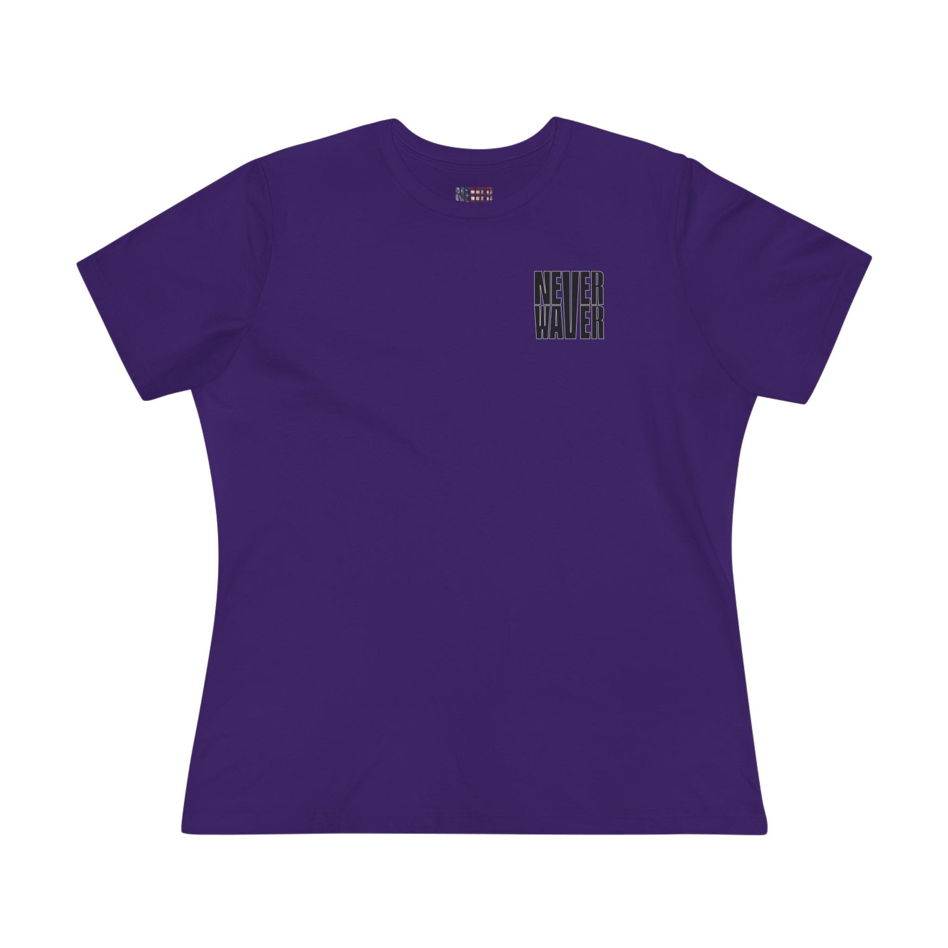 Never Waver” Jesus t-shirt might feature a bold, eye-catching design that reflects a steadfast faith and confidence in Christ.  Women's Cotton Tee - Never Waver