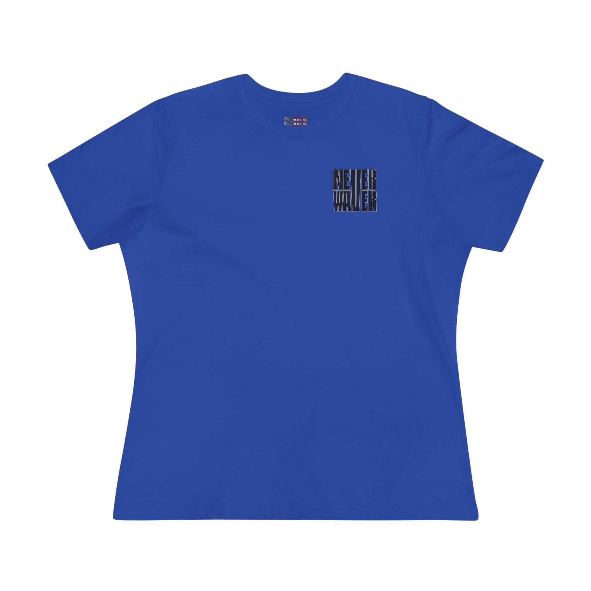 Never Waver” Jesus t-shirt might feature a bold, eye-catching design that reflects a steadfast faith and confidence in Christ.  Women's Cotton Tee - Never Waver