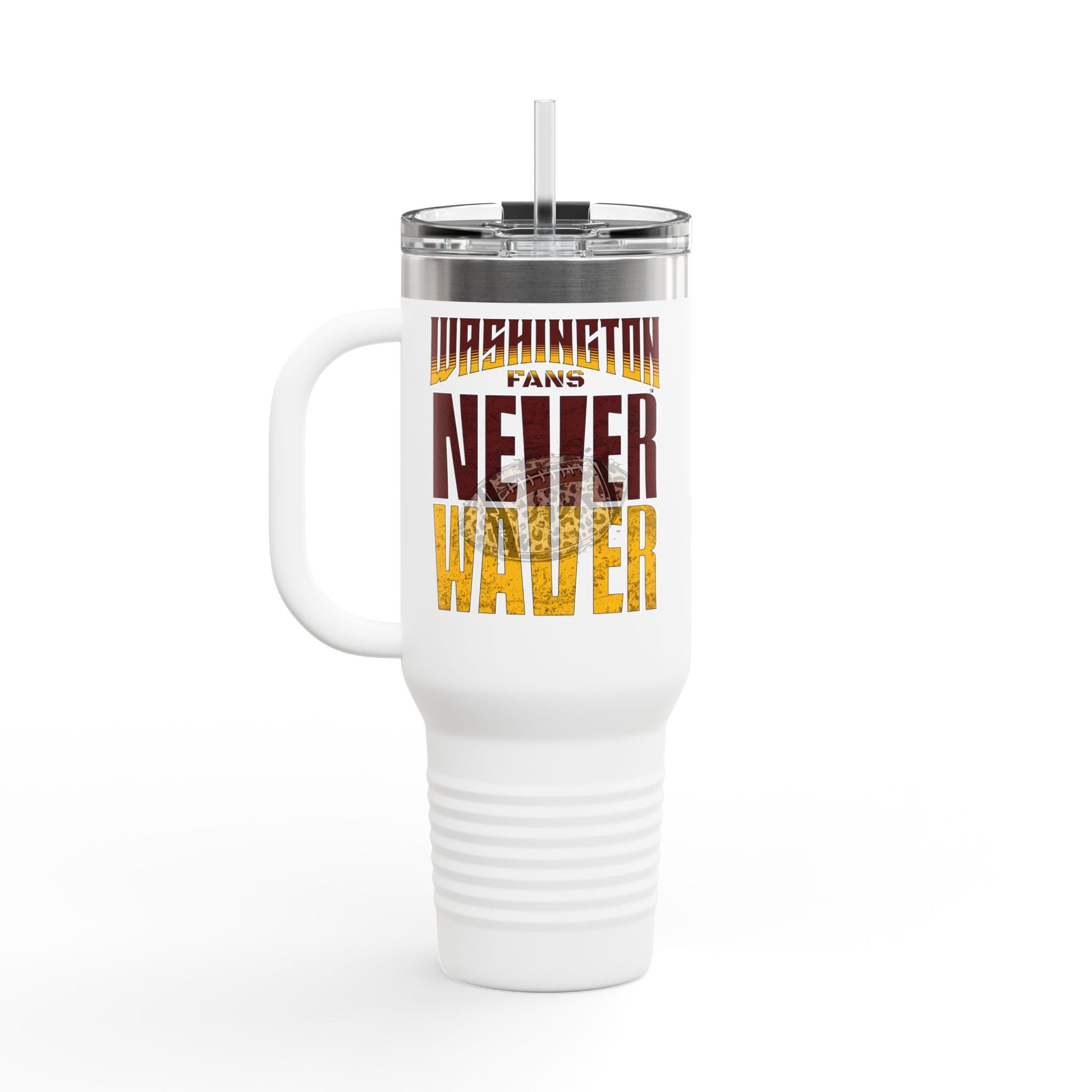 Washington Fans Never Waver W-Leopard Football Insulated Travel Mug, 40oz - Never Waver