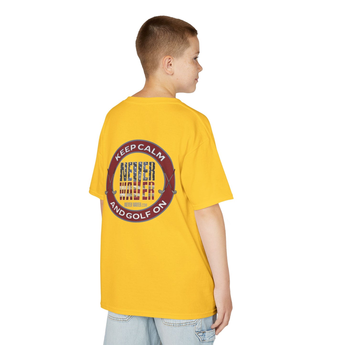 Kids Golf Tee - Keep Calm Never Waver and Golf On - Never Waver